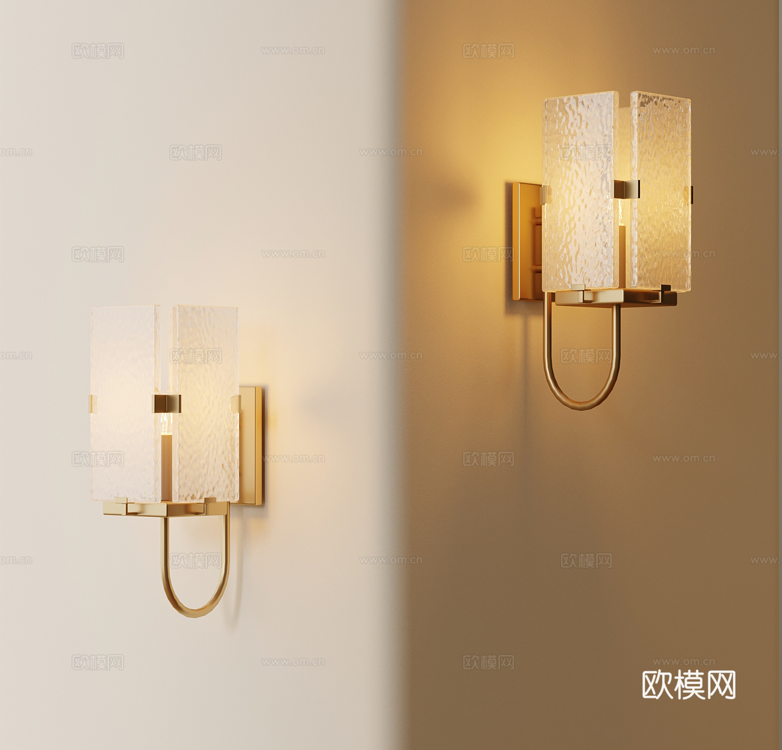 中古风壁灯 水波纹玻璃壁灯su模型