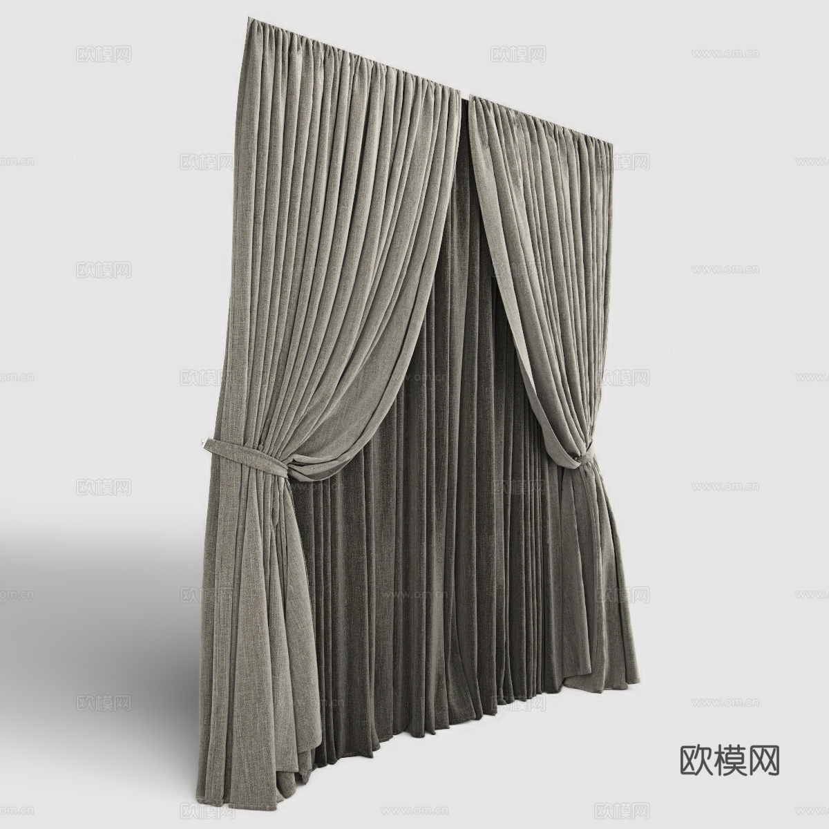 现代布艺窗帘 客厅卧室窗帘3d模型