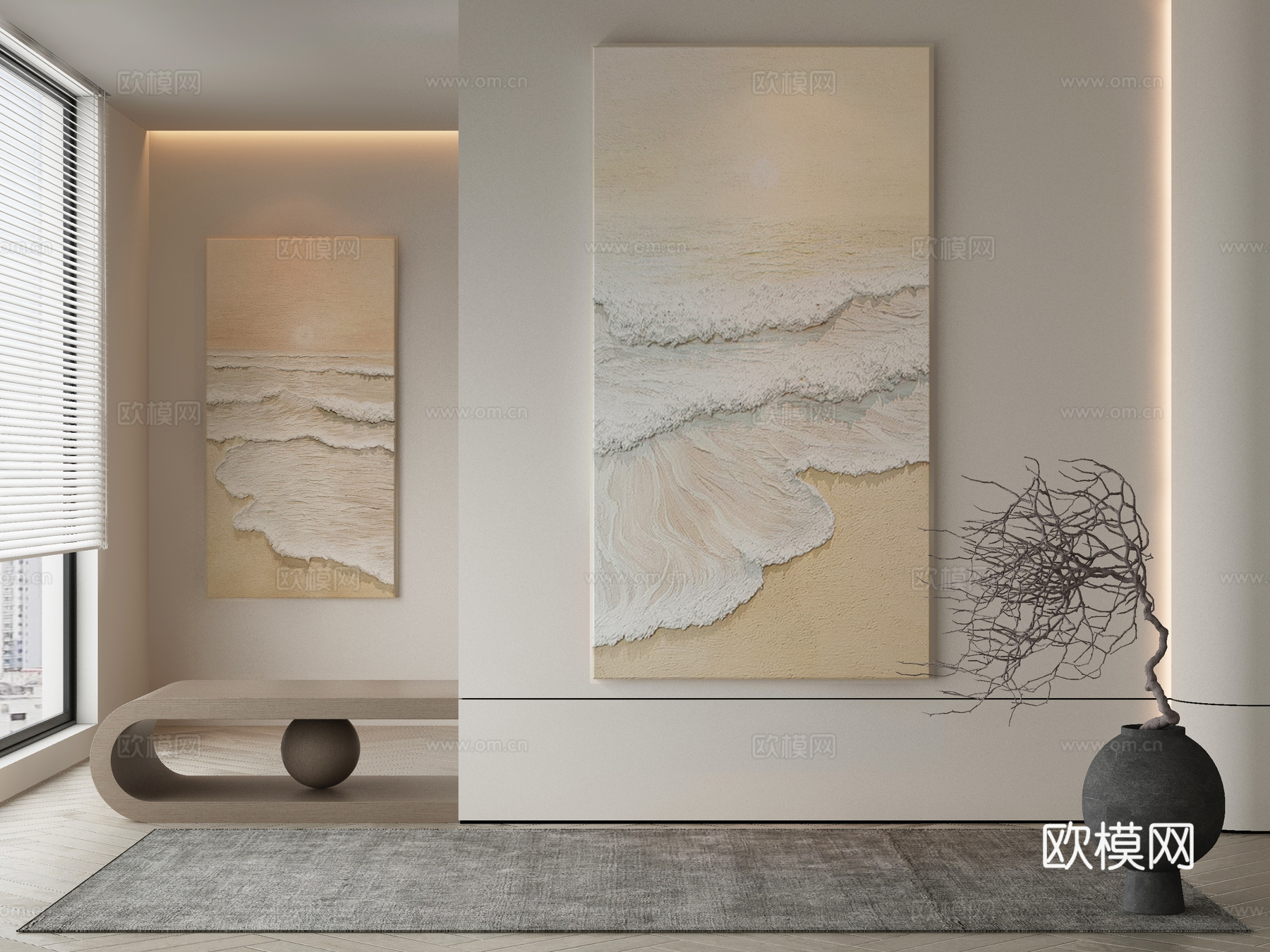 现代侘寂挂画 油画3d模型
