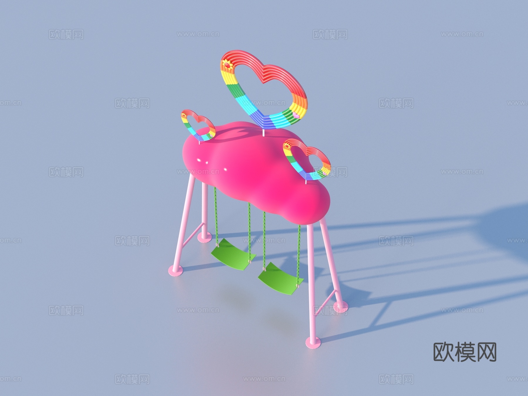 秋千 卡通 美陈 门头3d模型