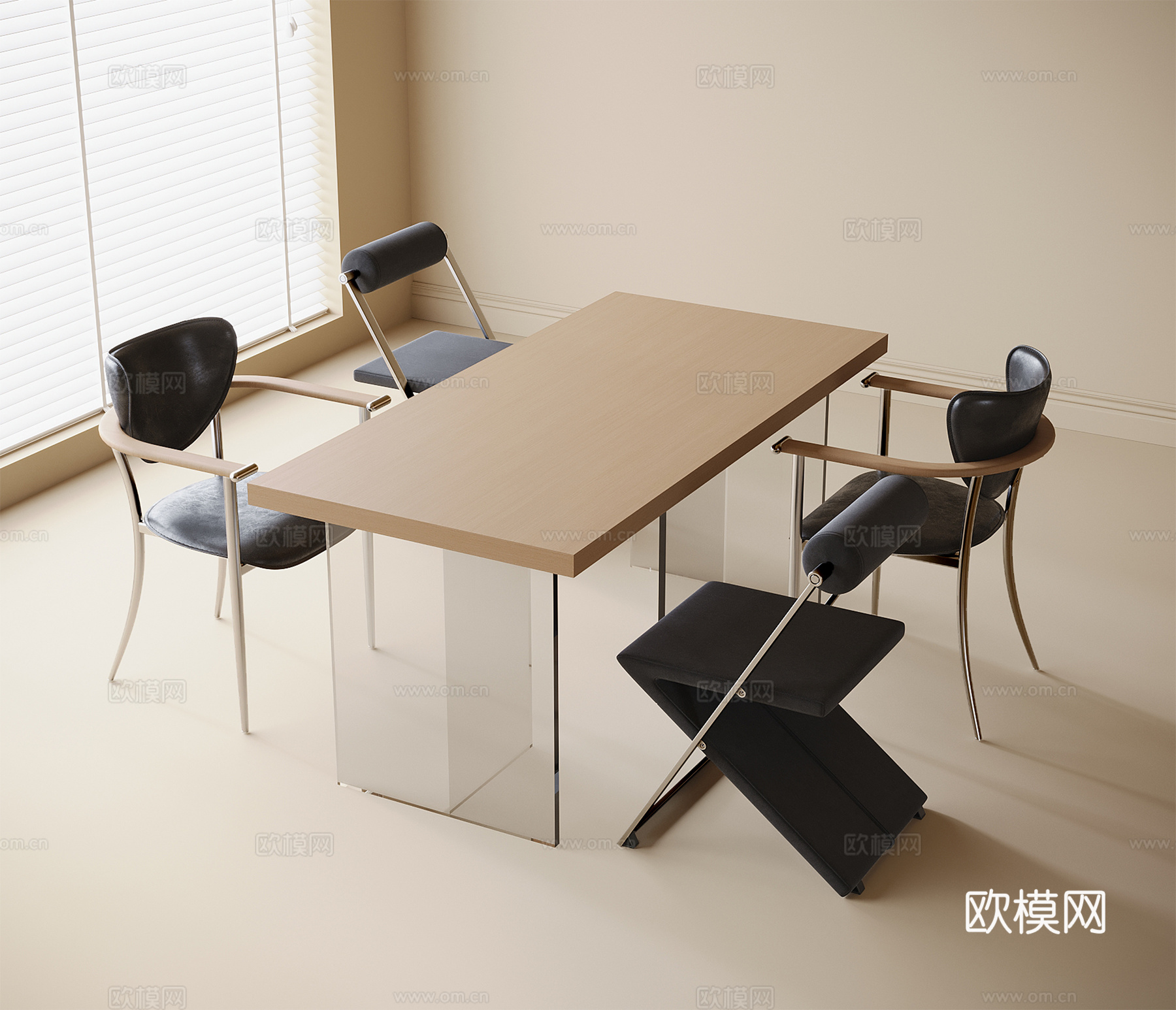 现代儿童书桌椅 卧室书桌椅 儿童床头柜3d模型
