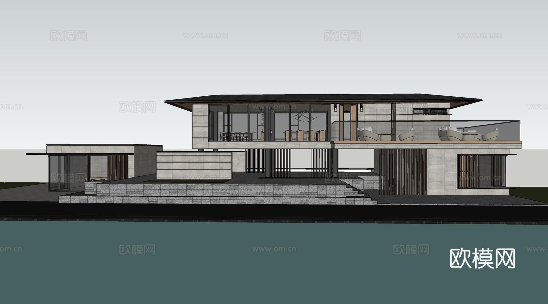 现代别墅建筑 乡村别墅 自建房建筑 独栋别墅su模型