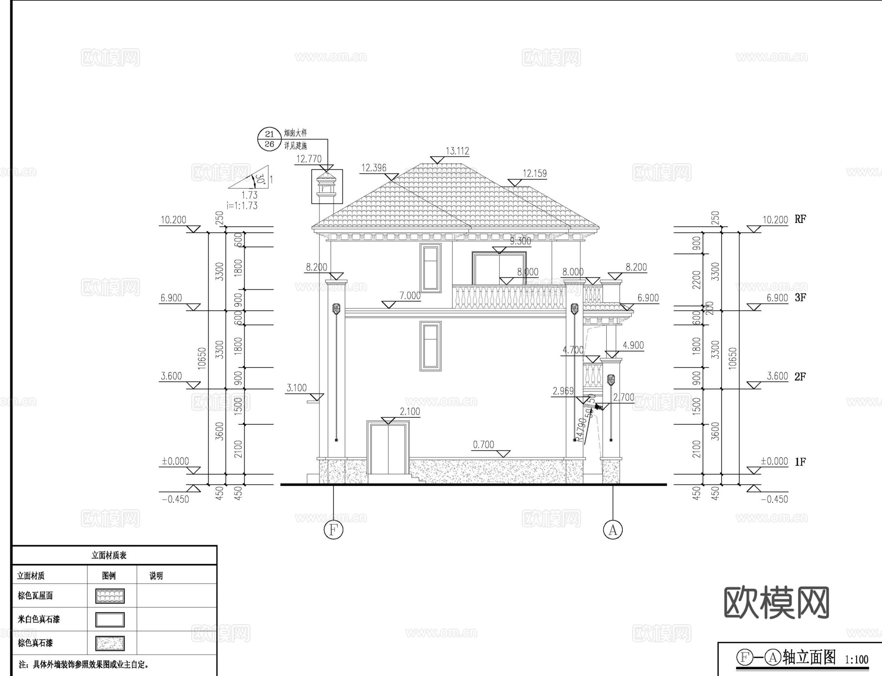 现代欧式二层别墅建筑 欧式二层自建房建筑 欧式两层农村住宅cad施工图