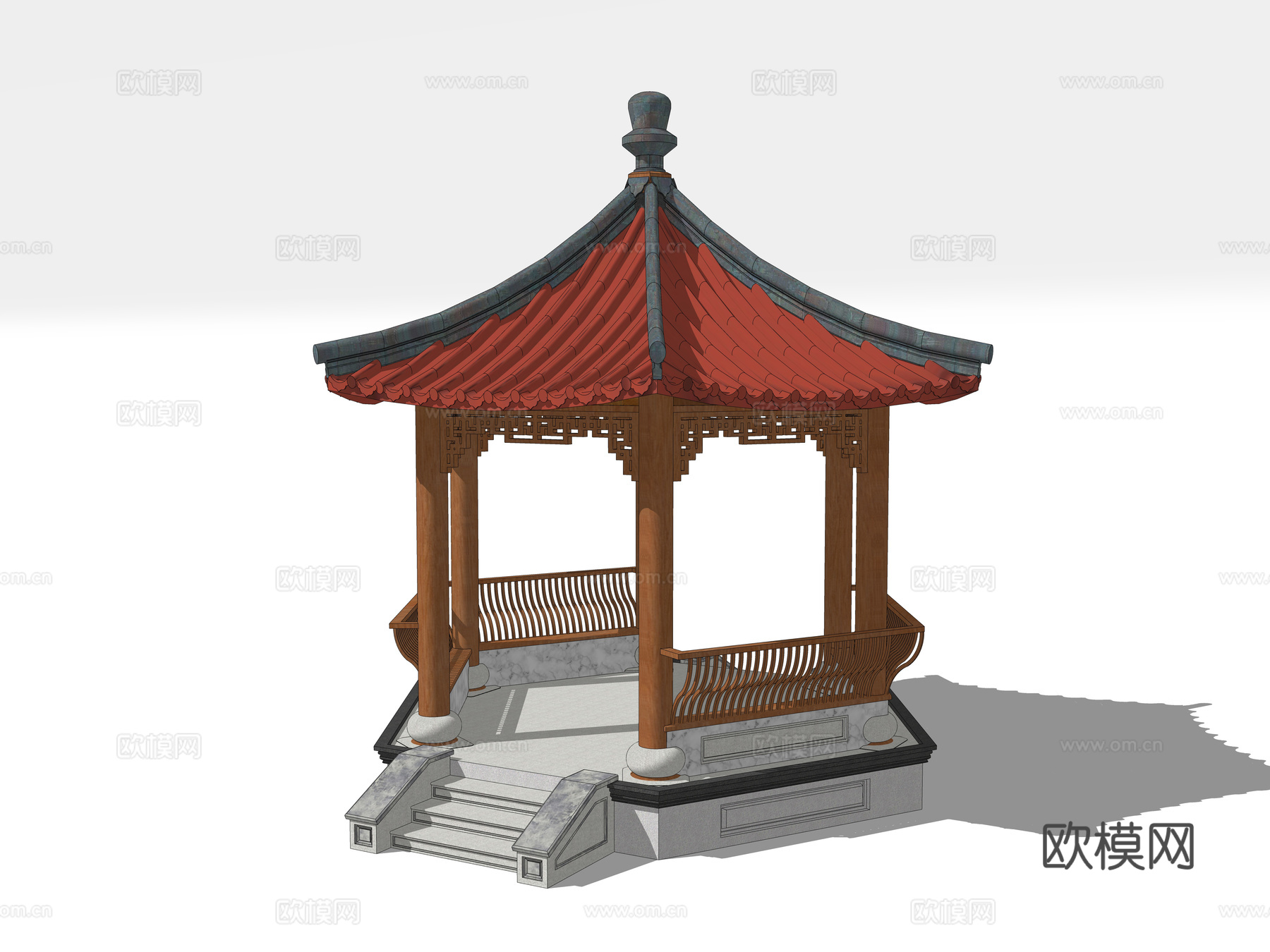 中式 四角 攒尖亭 亭子 古建su模型su模型