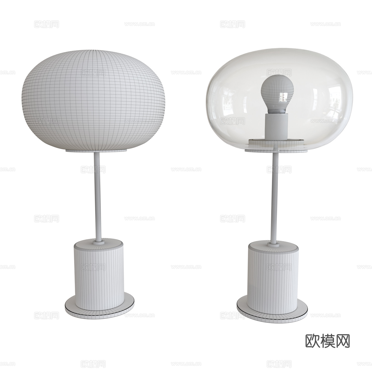 现代轻奢大理石玻璃台灯3d模型