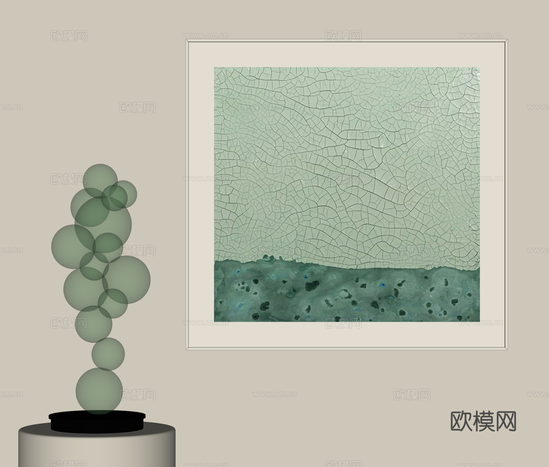 侘寂风装饰画su模型