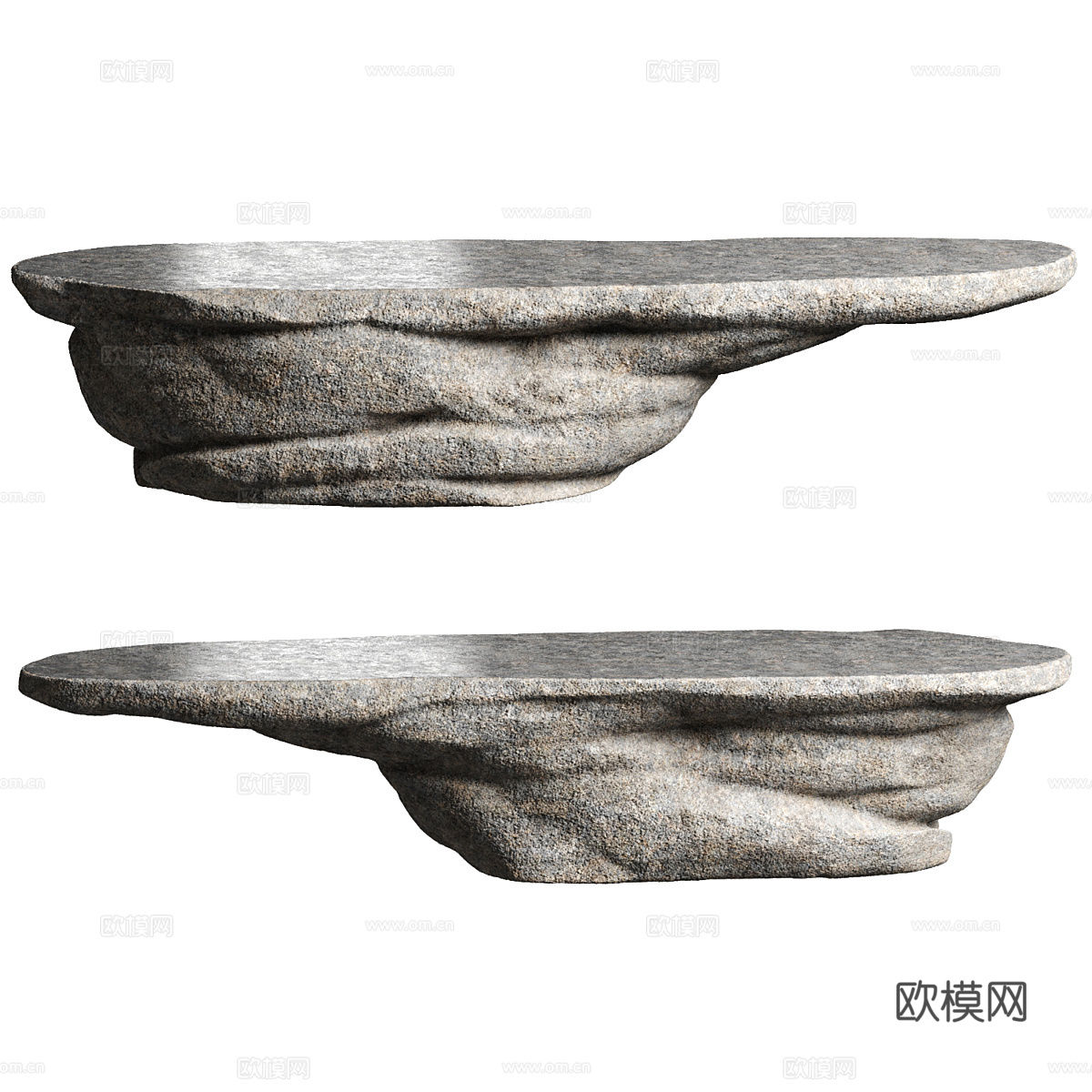 现代侘寂石桌 岛台3d模型