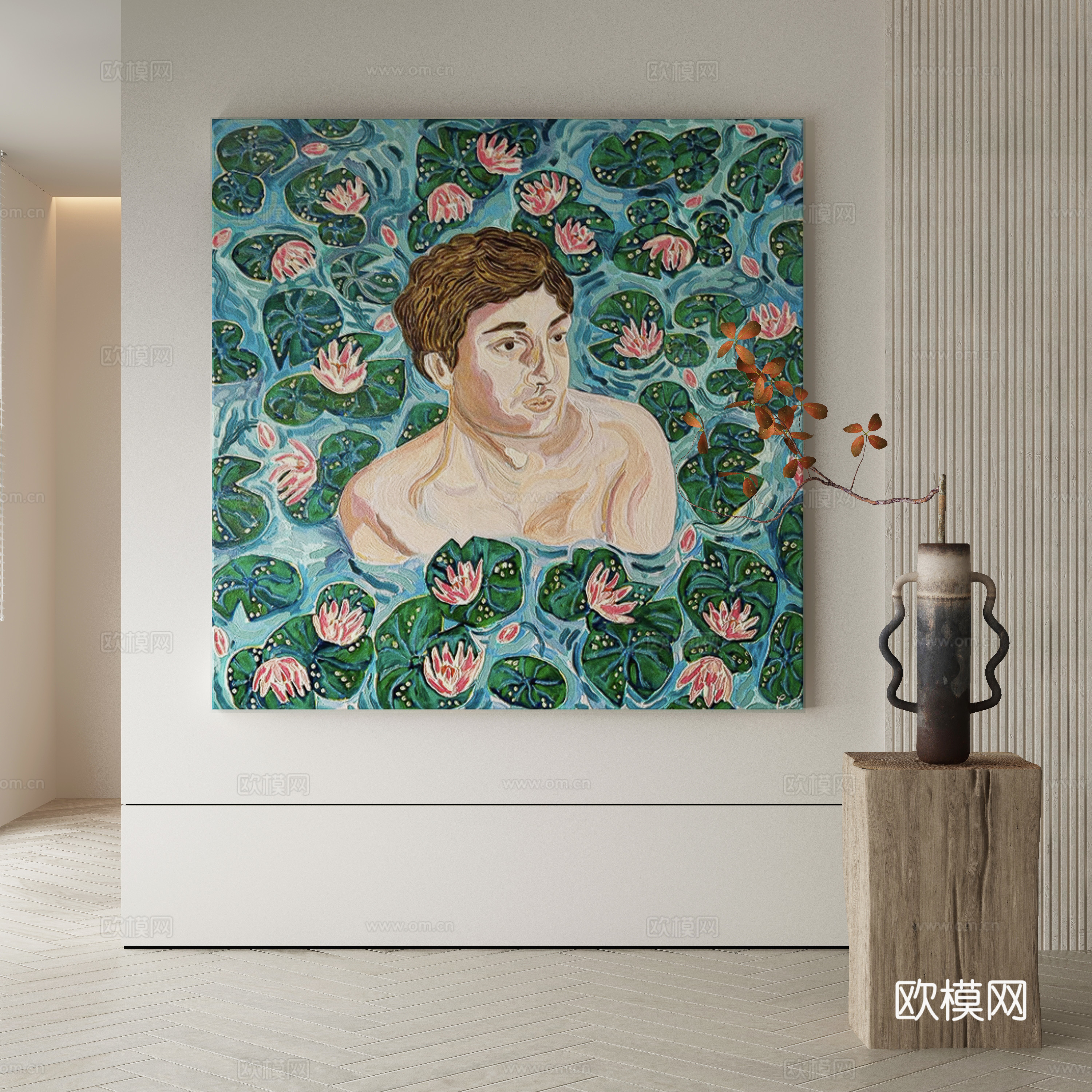 现代侘寂挂画 油画3d模型
