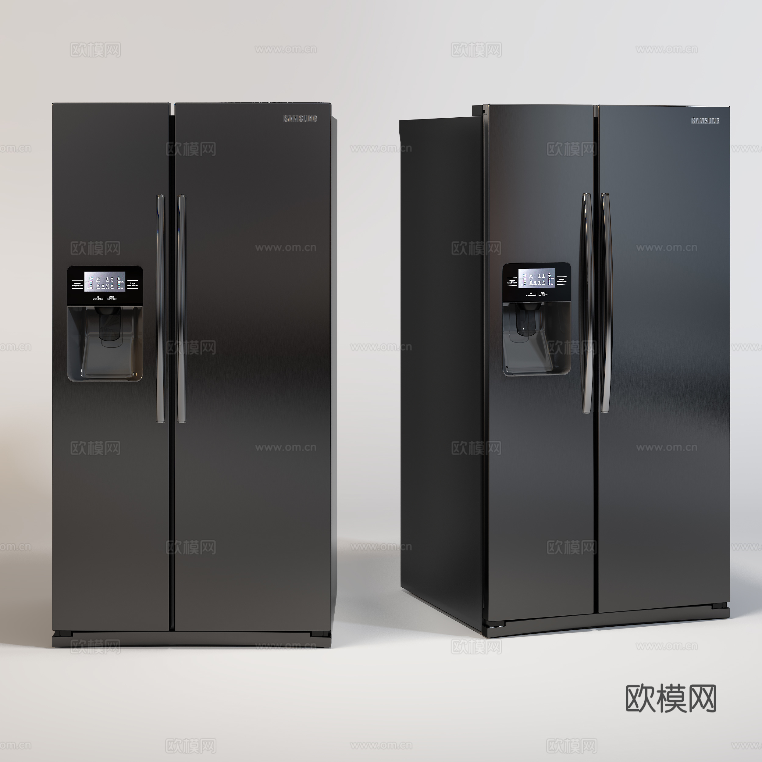 现代冰柜  双开门冰箱冰柜3d模型