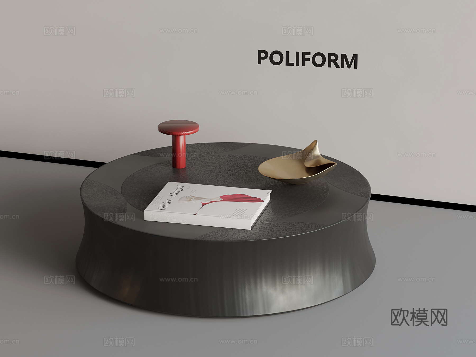 现代茶几 圆形茶几 木茶几3d模型