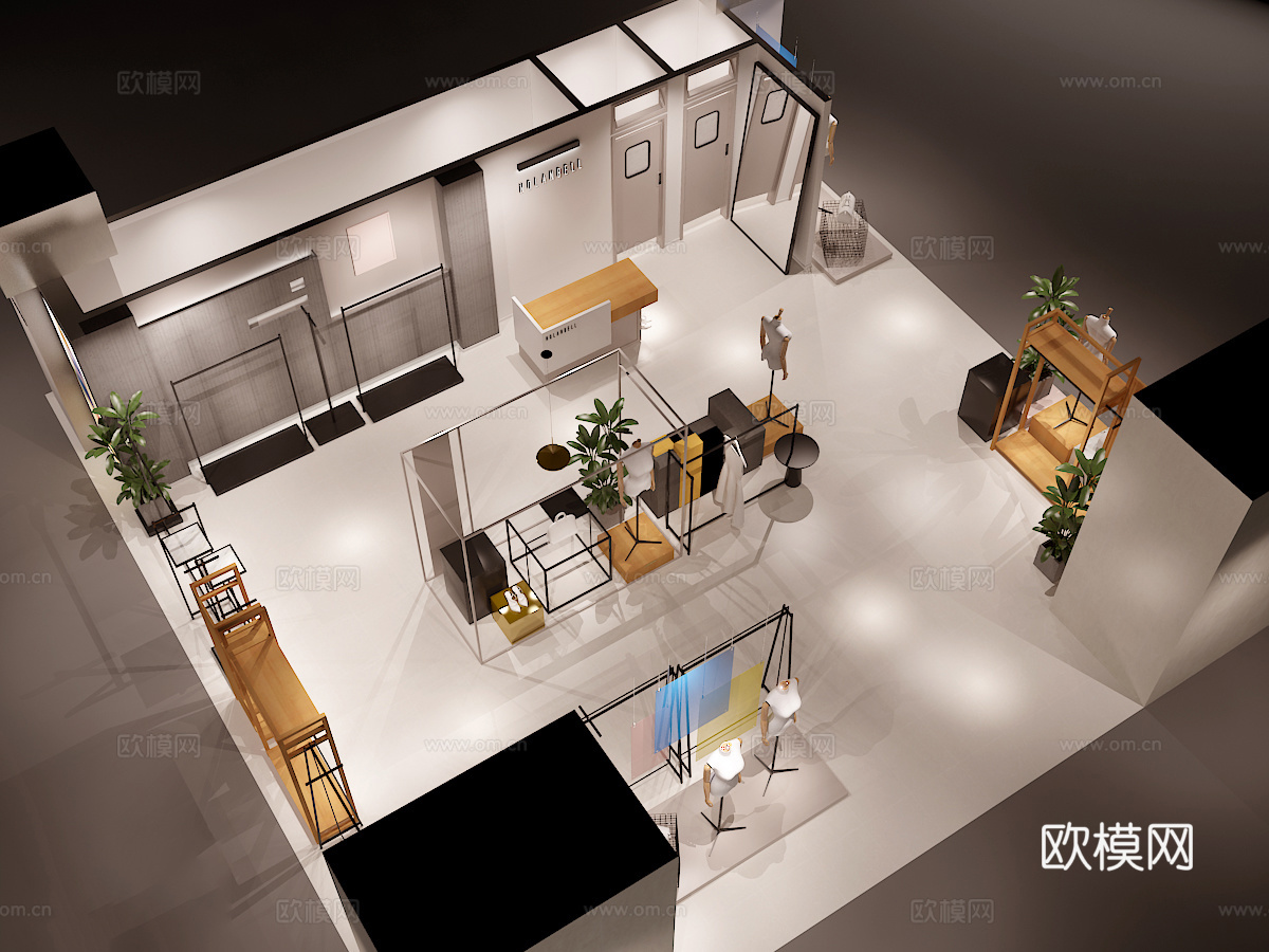 现代服装店商场中岛店3d模型