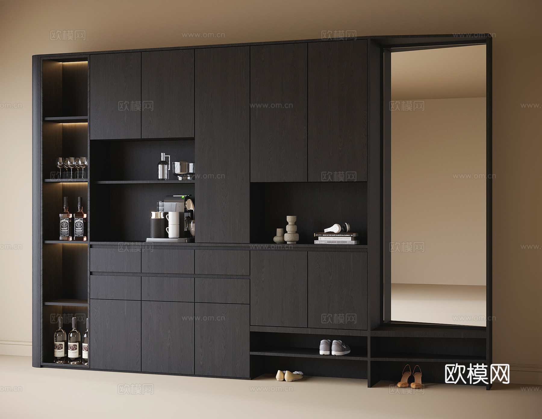 现代鞋柜 酒柜 餐边柜su模型