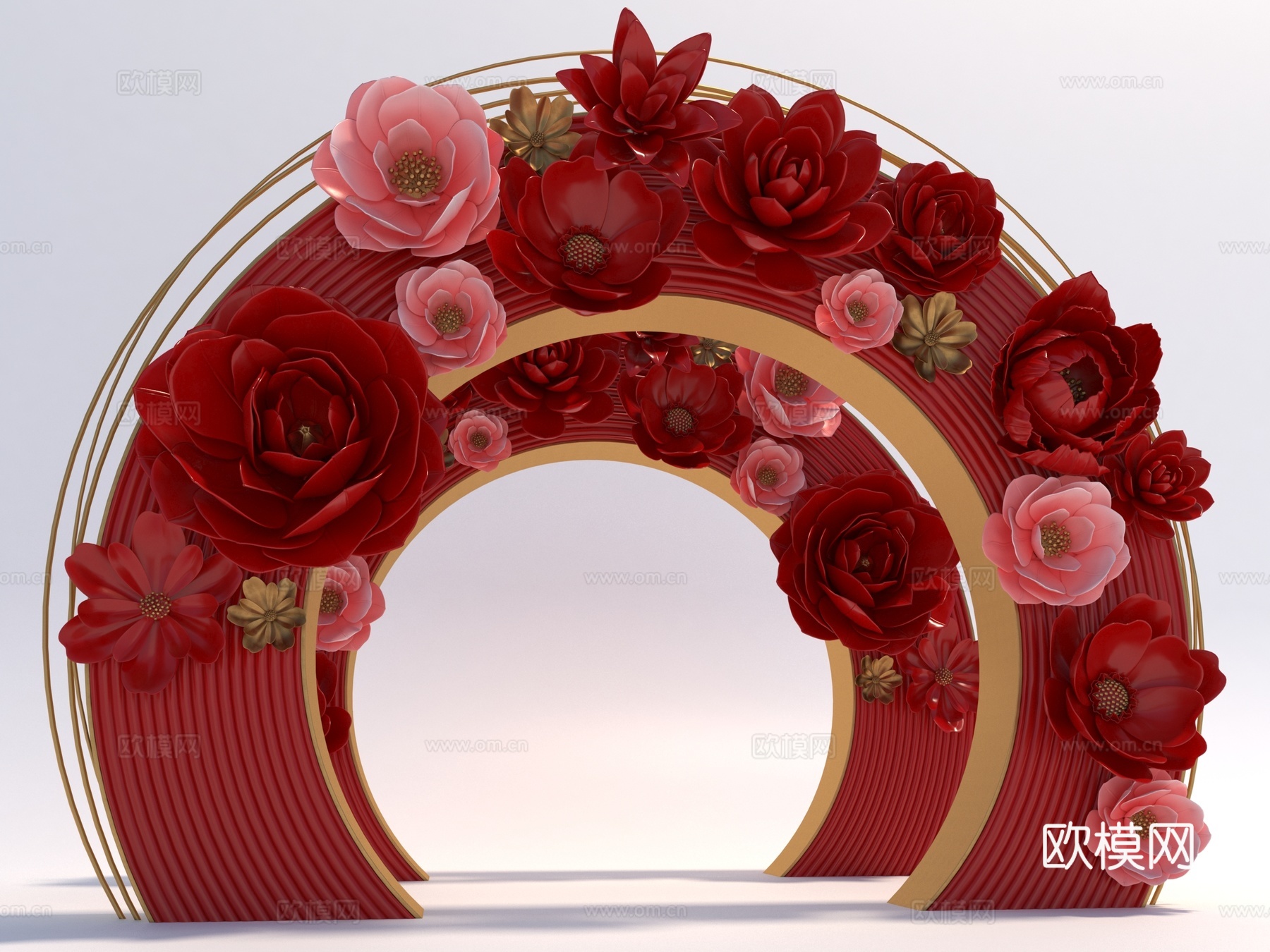 新中式风格景观拱门3d模型