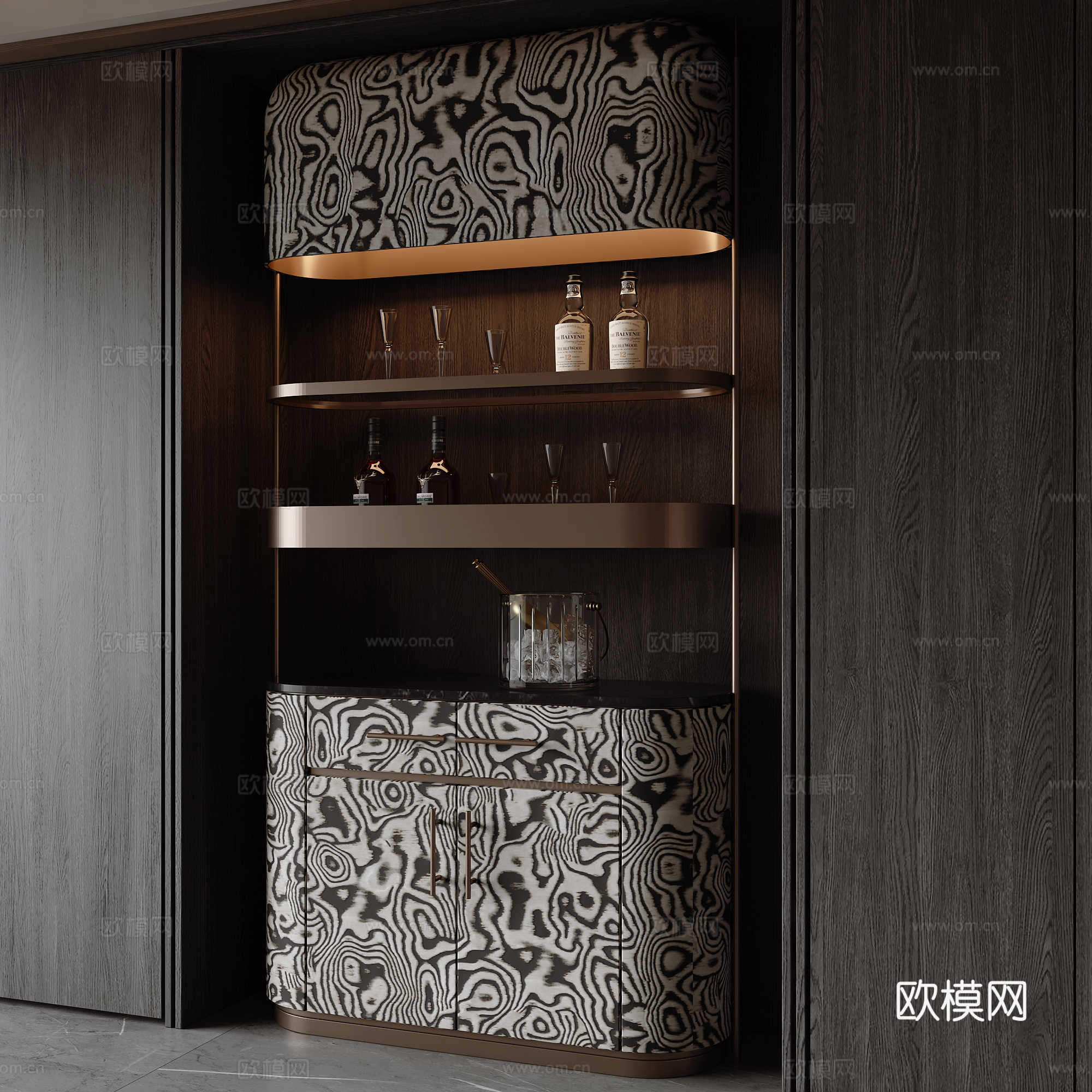 现代意式酒柜3d模型