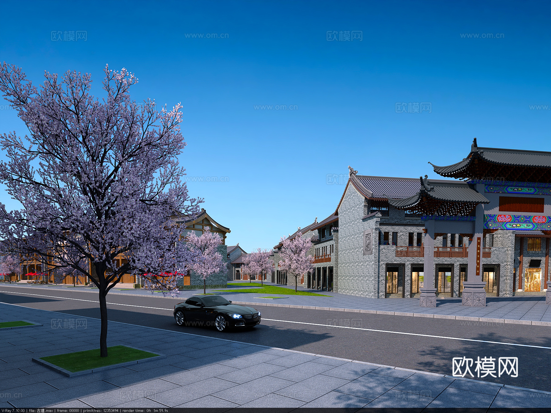 古建 小镇 古镇 民宿 中式建筑 牌坊 斗拱 商业街3d模型