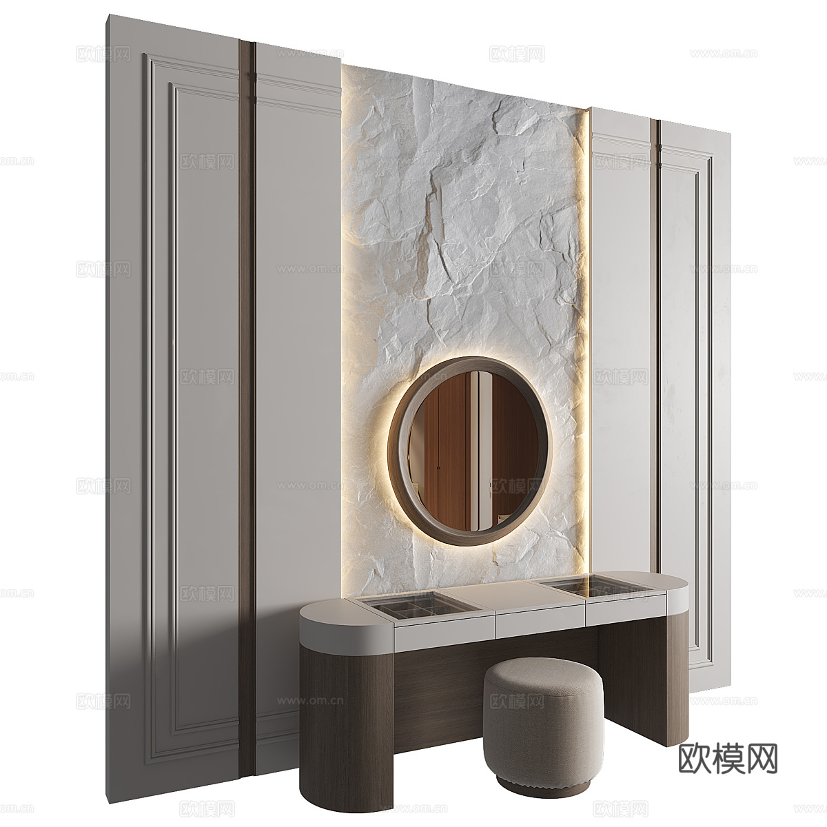 现代意式梳妆台 梳妆桌3d模型