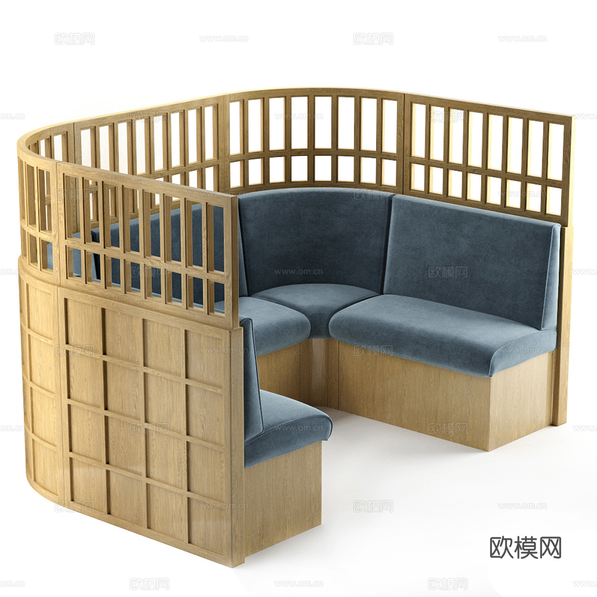 新中式原木卡座沙发3d模型
