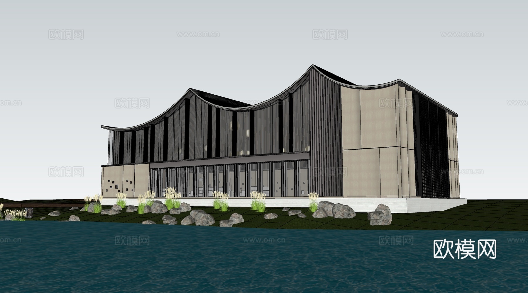 现代公共建筑 美术馆建筑 美术馆建筑 商业建筑su模型