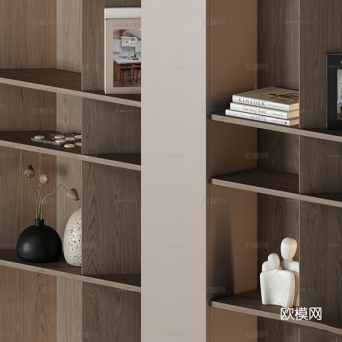 现代意式极简书柜3d模型