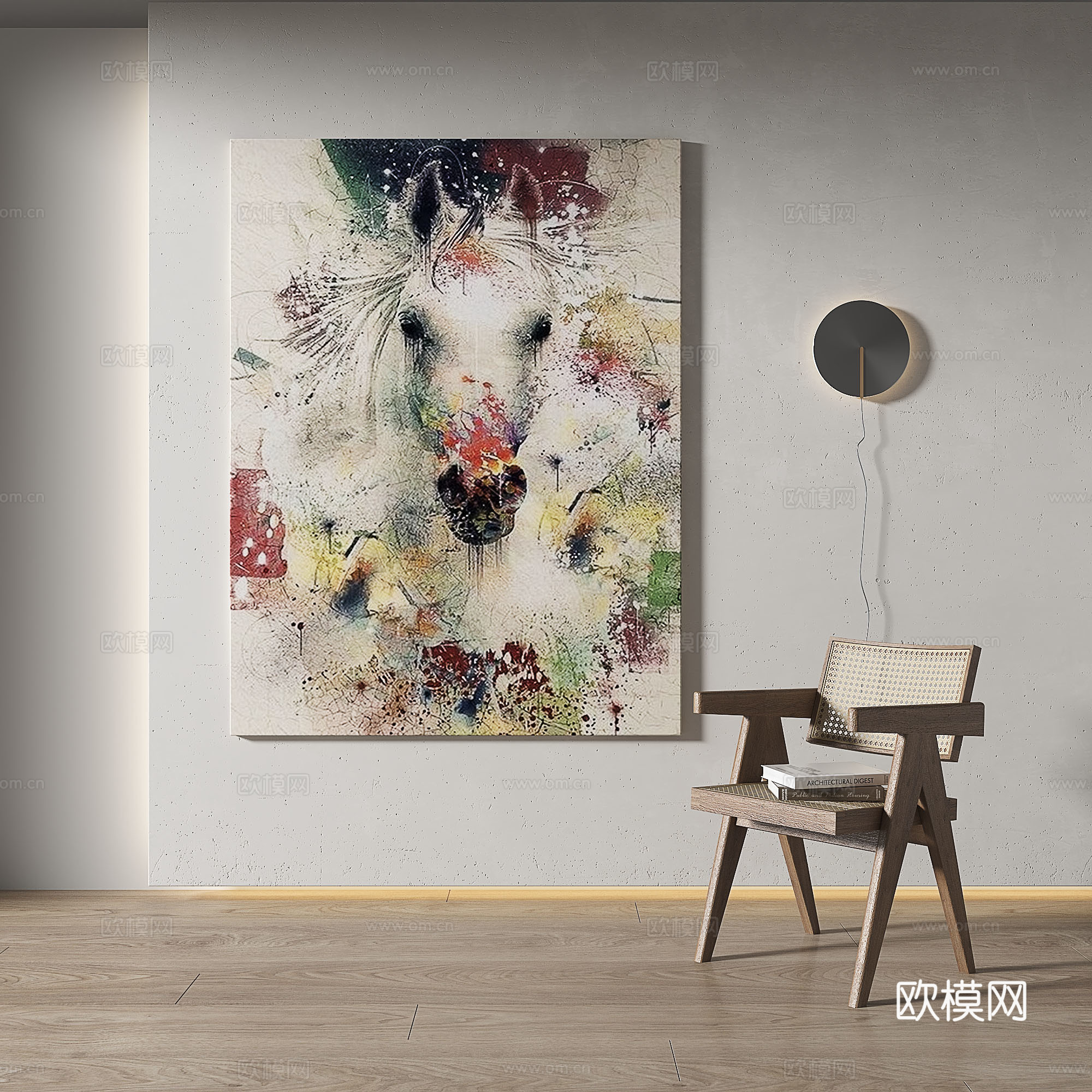 现代，中古，复古，轻奢，侘寂，肌理，简约，抽象，装饰画3d模型