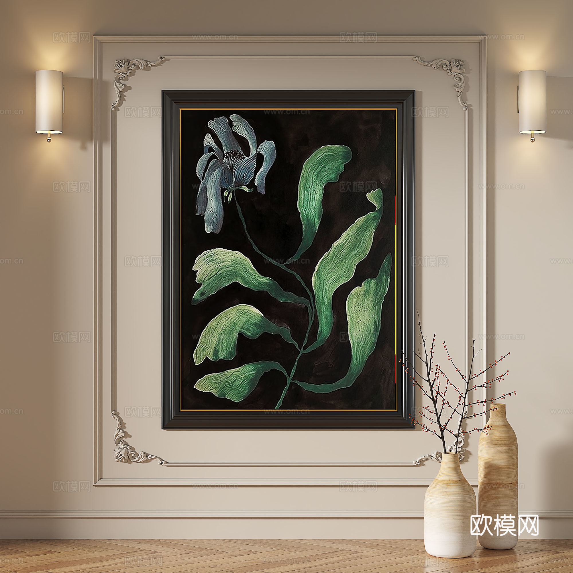法式，简欧，复古，中古，简约，轻奢，抽象，装饰画3d模型