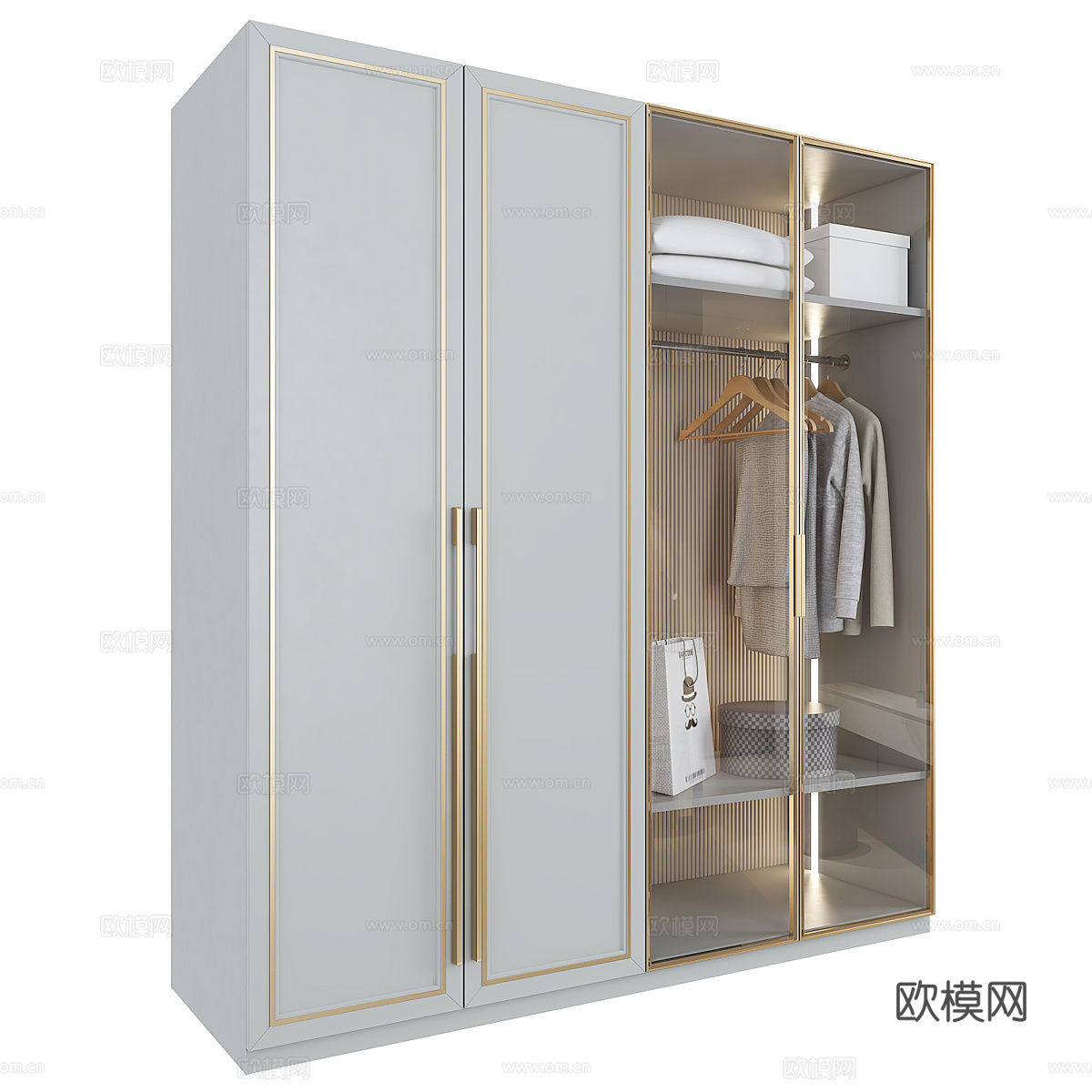 现代轻奢衣柜3d模型
