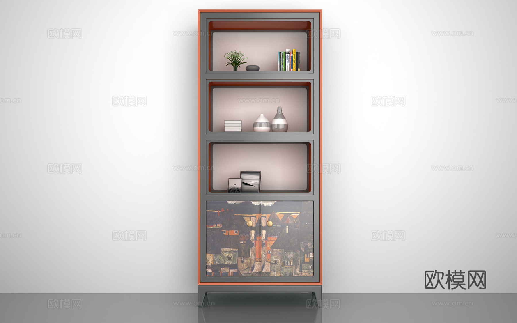 现代书柜 陈列柜 展示柜3d模型