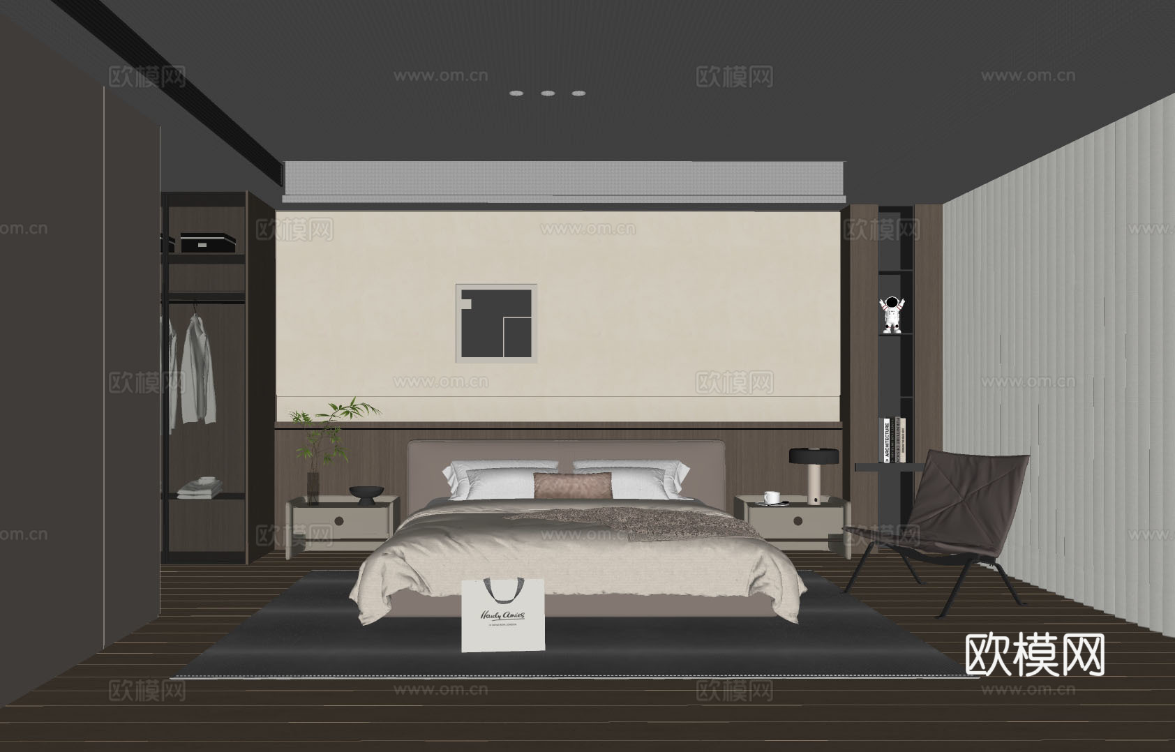 现代家居卧室su模型