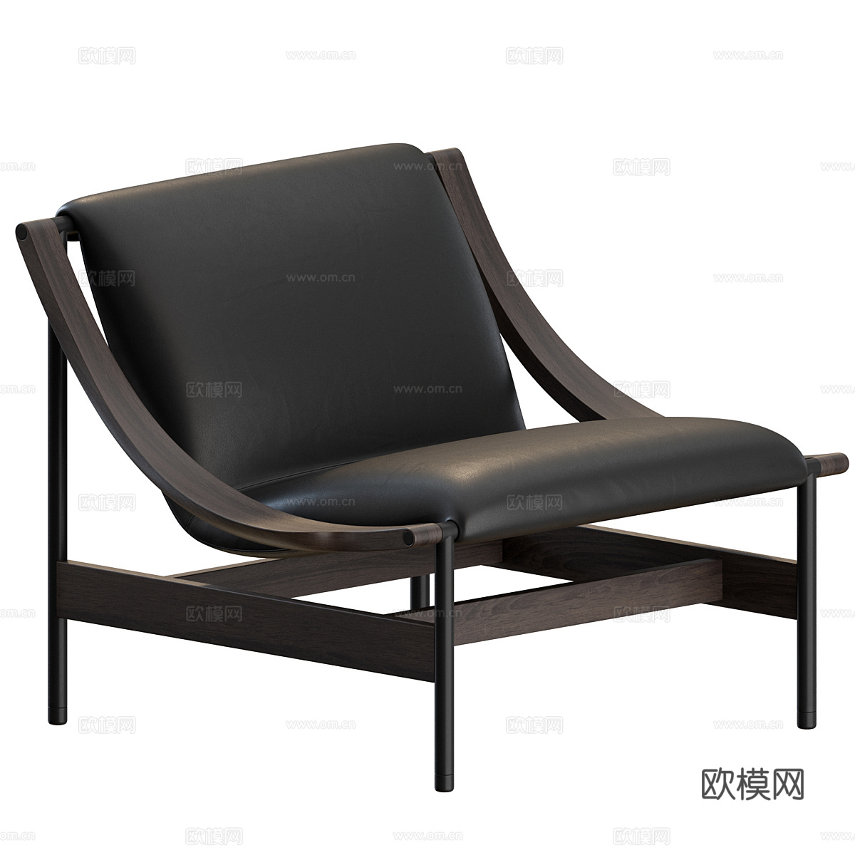 现代艺术布艺皮革扶手椅3d模型