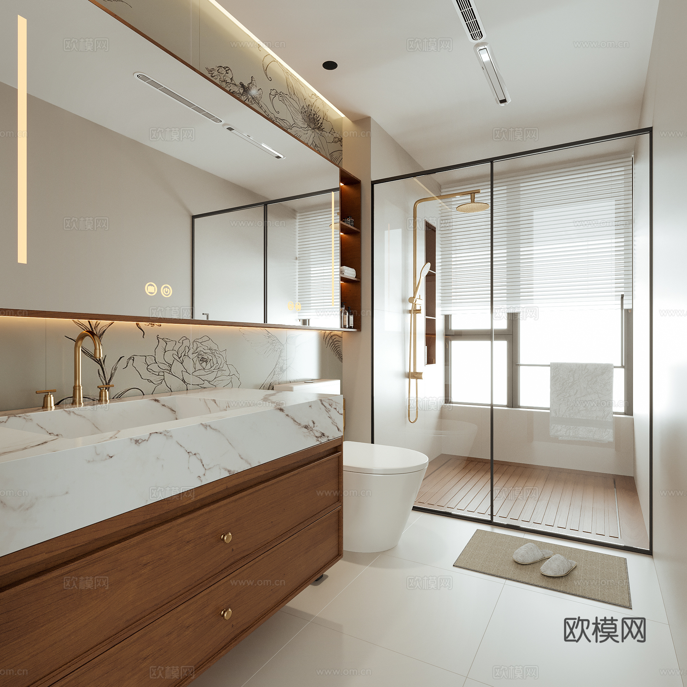 现代卫生间 洗手台 酒店卫生间su模型