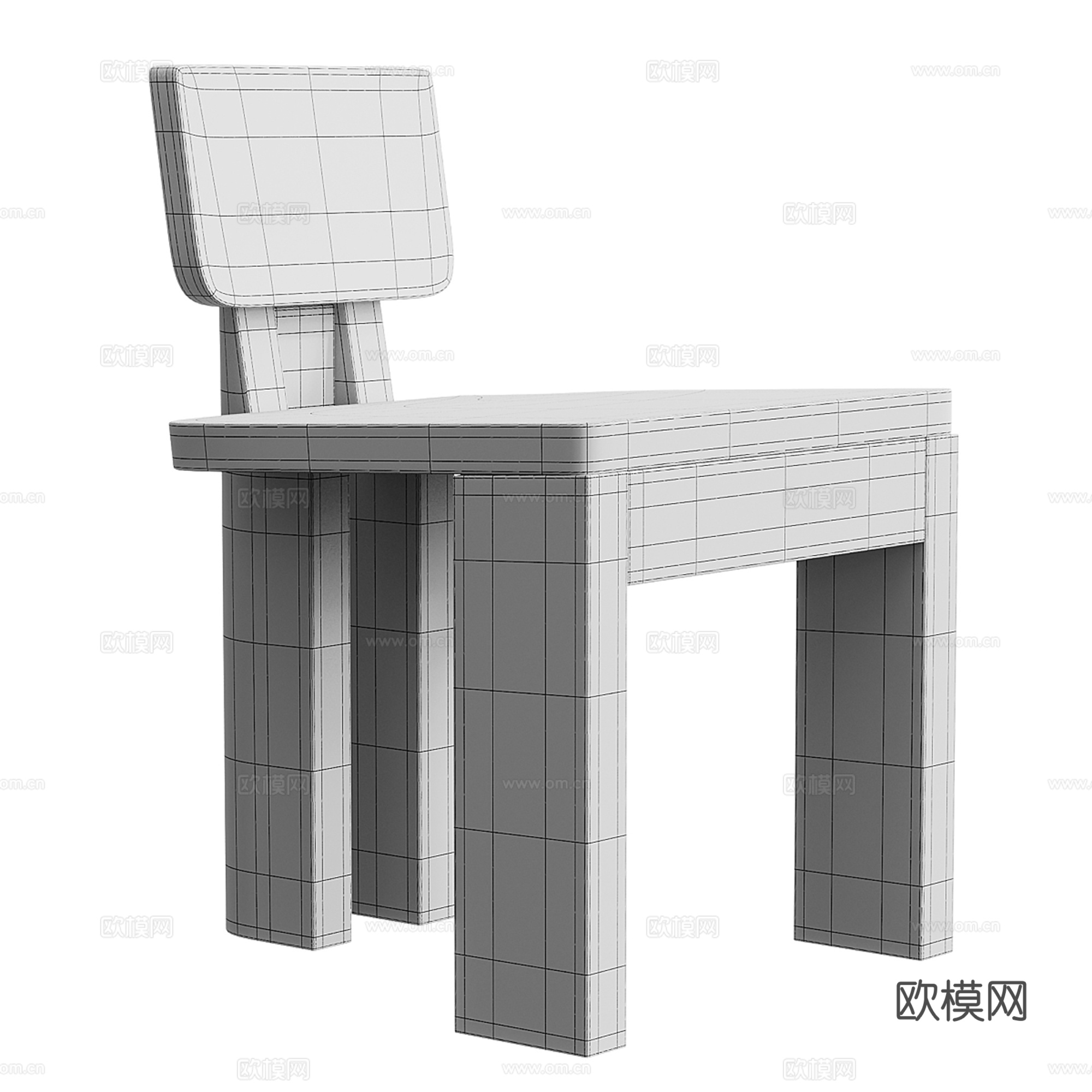 中古风单椅 餐椅 休闲椅3d模型