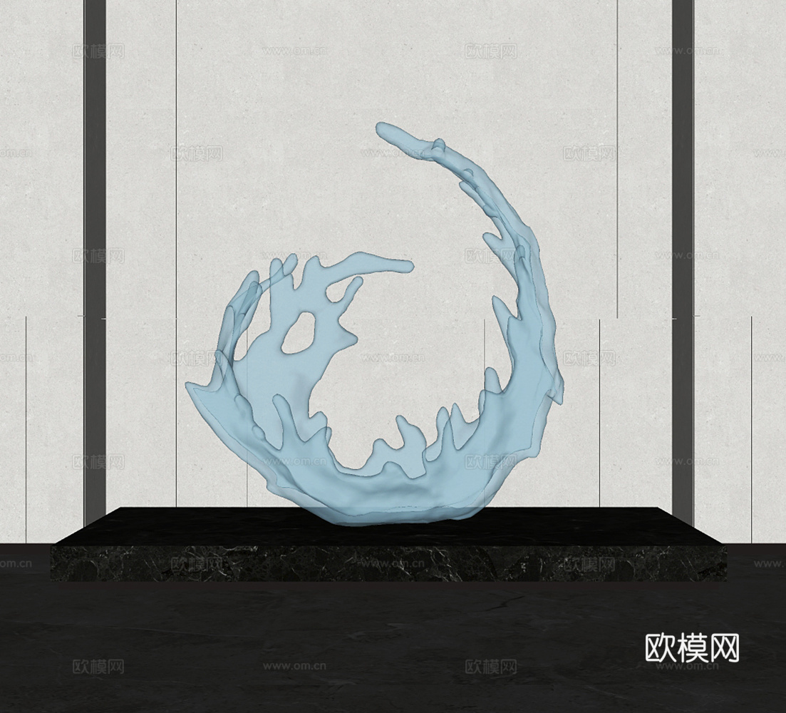 现代水晶雕塑装置su模型