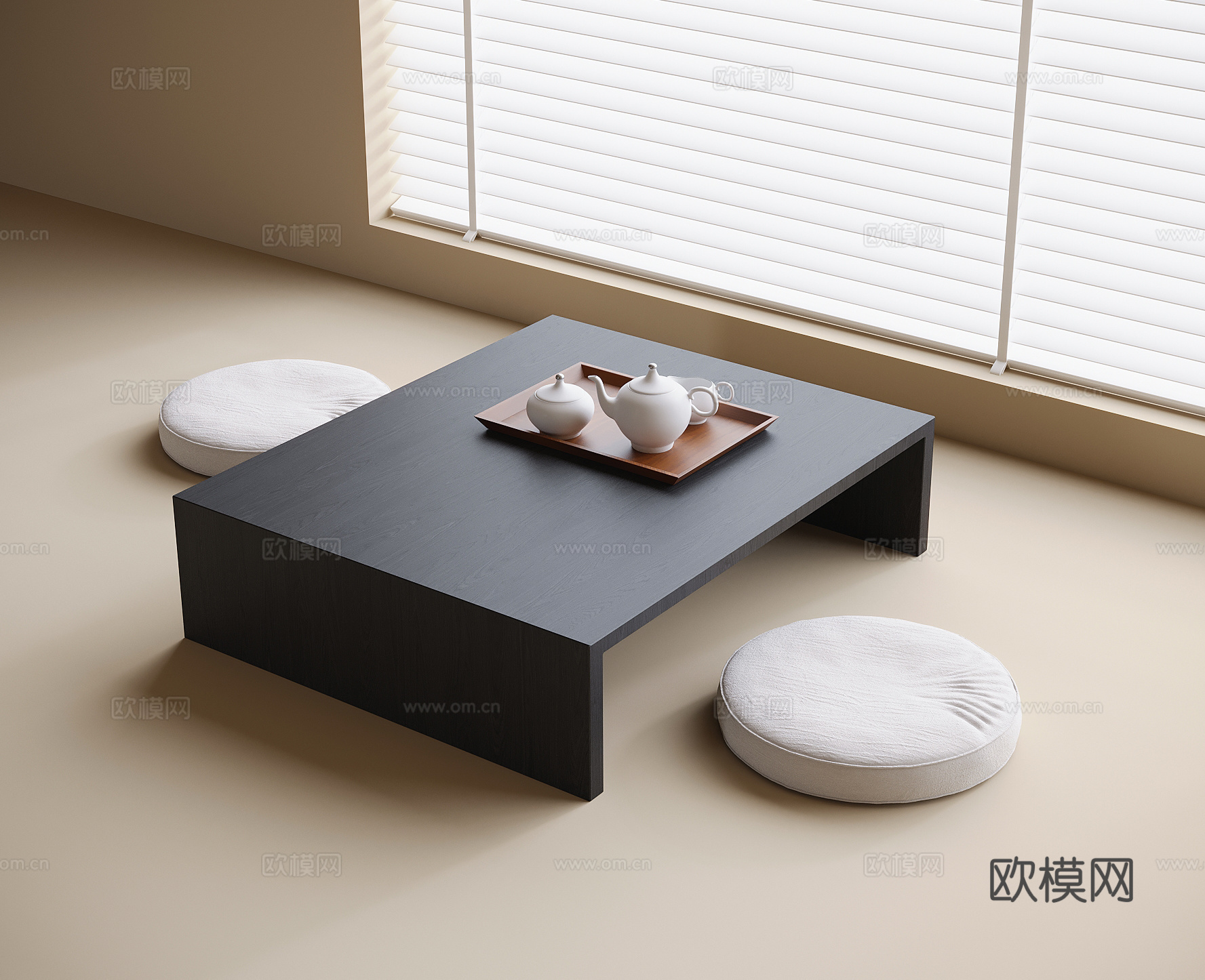 现代阳台茶桌椅 小茶桌 坐垫3d模型