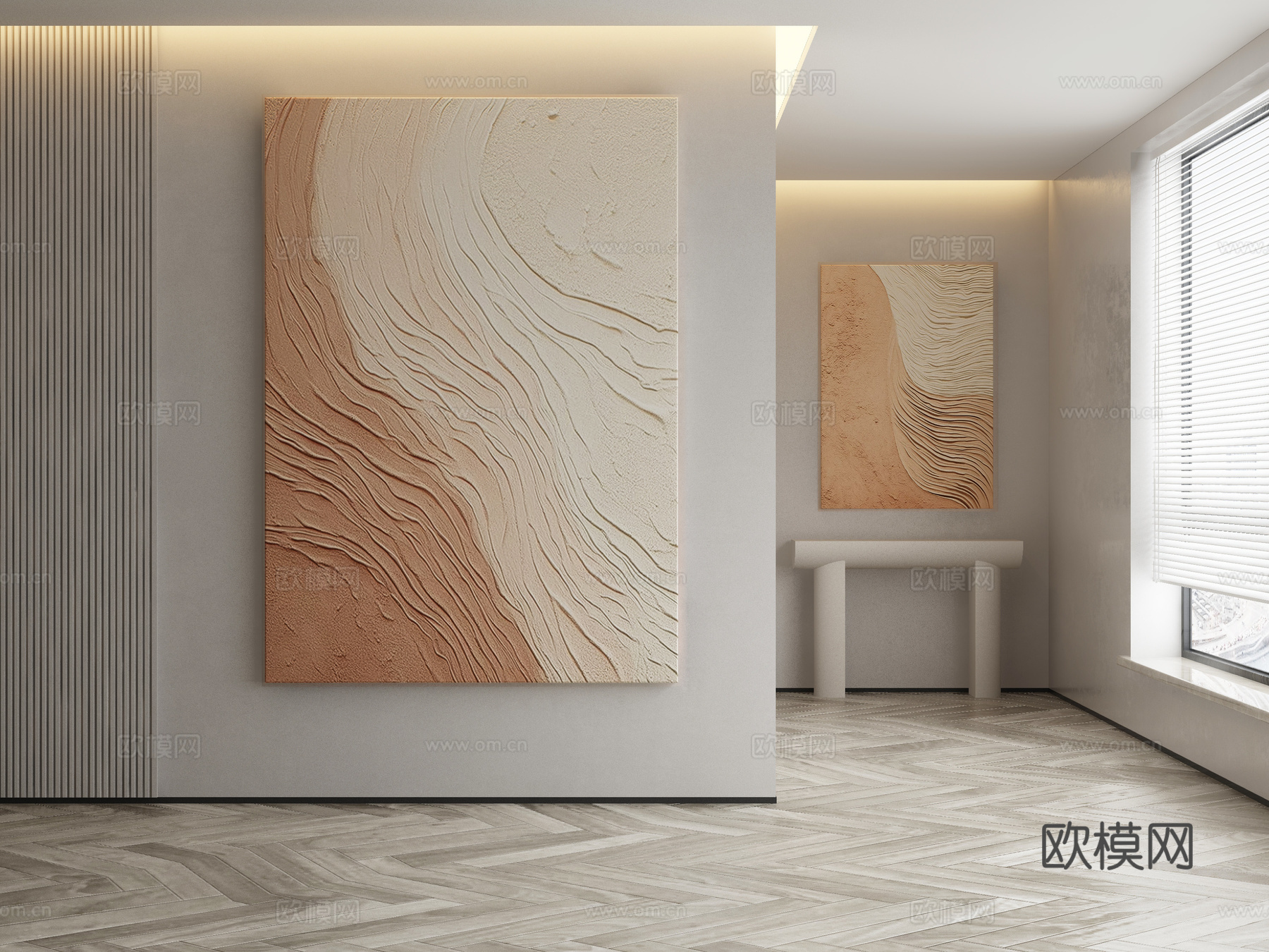 现代侘寂挂画 油画3d模型