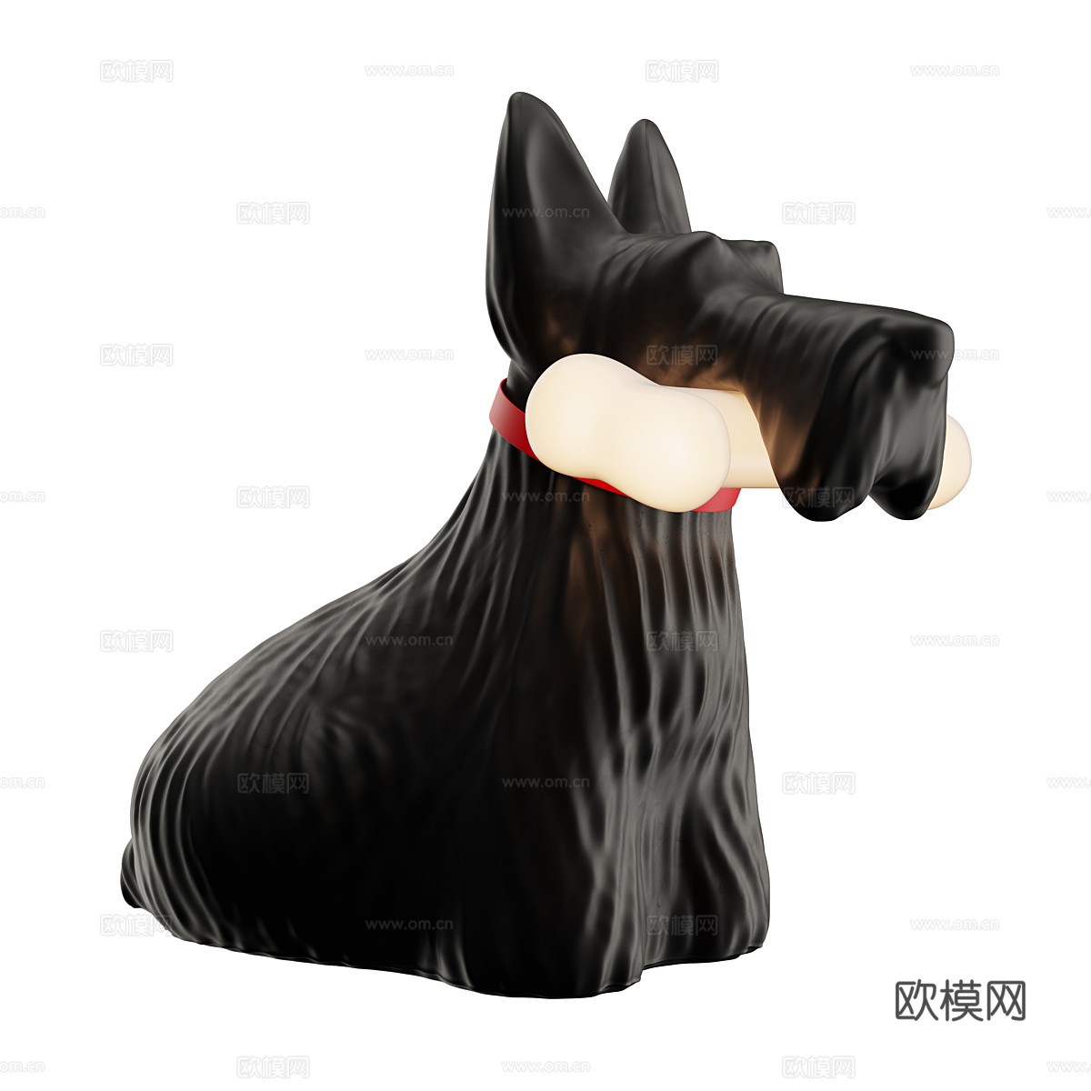 现代宠物狗装饰台灯3d模型