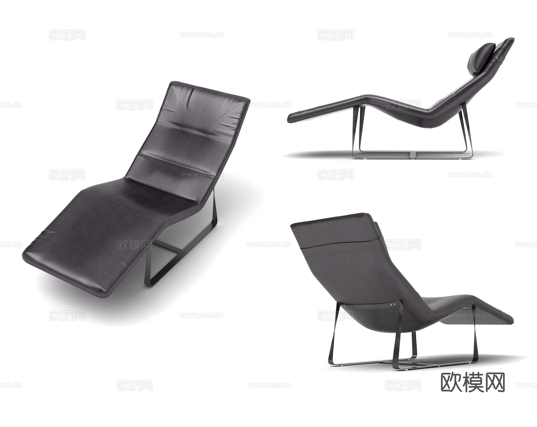 现代躺椅  皮质躺椅 室内躺椅3d模型
