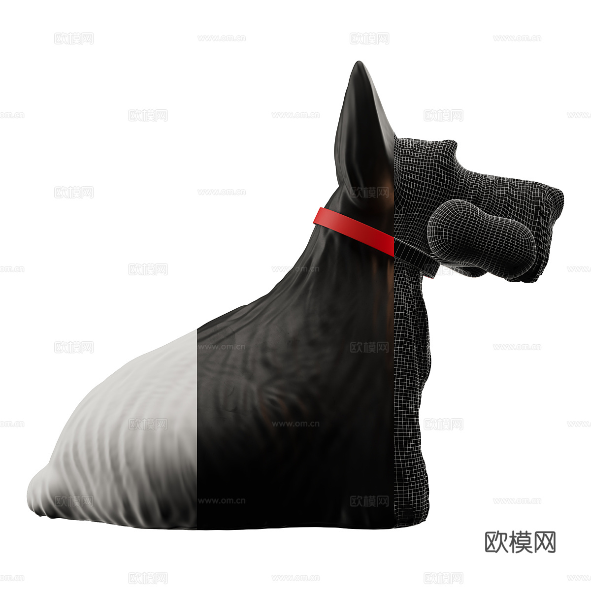现代宠物狗装饰台灯3d模型