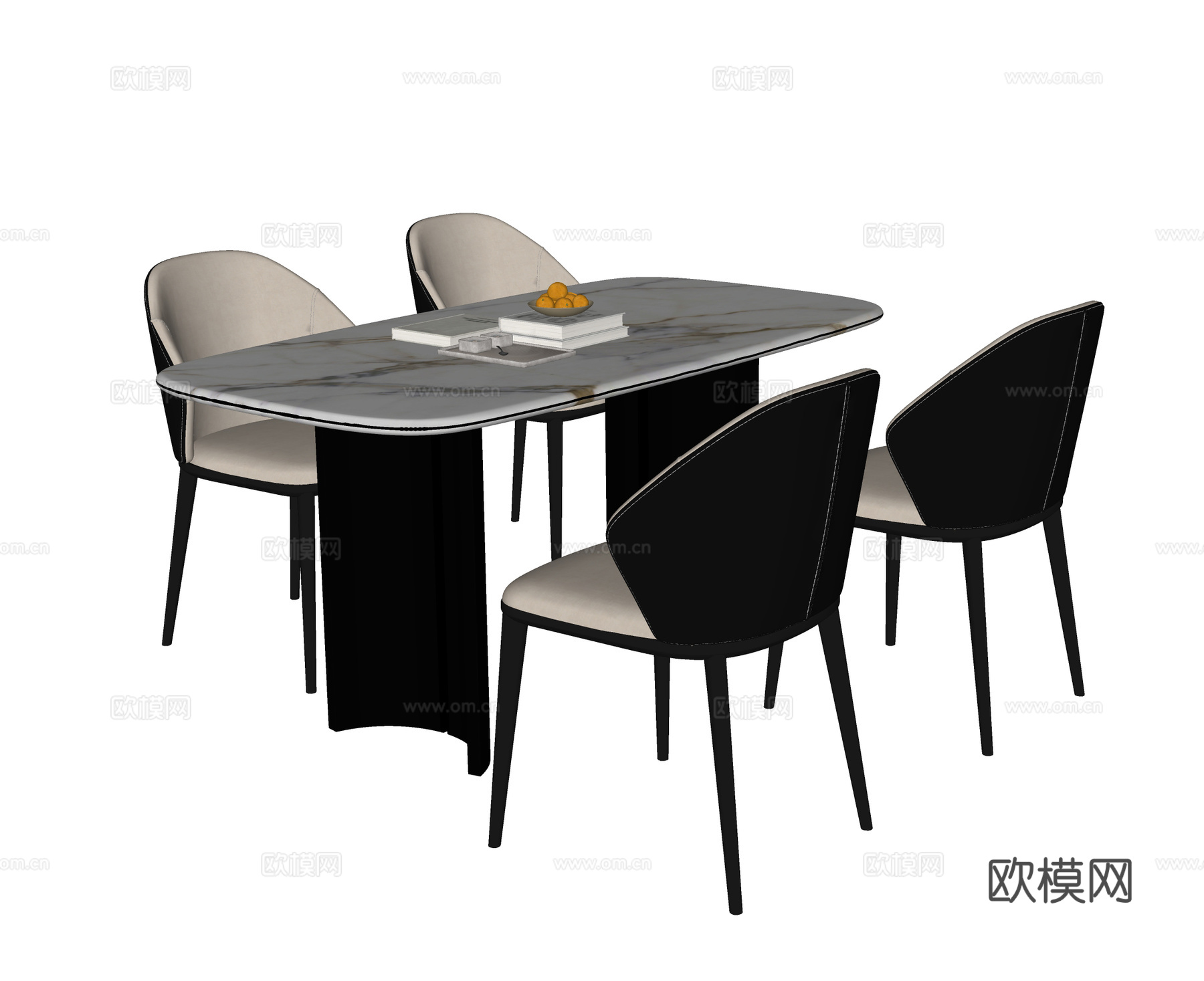现代餐桌椅组合 餐椅 单椅su模型