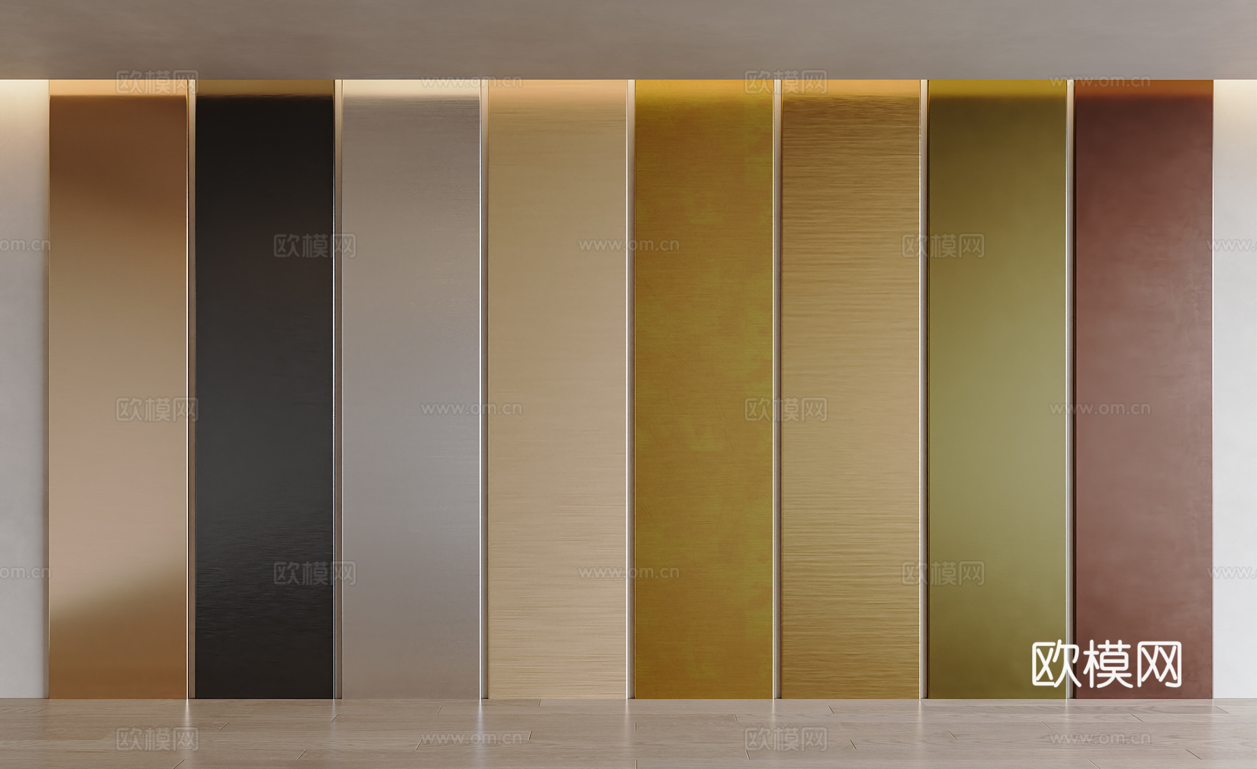 现代护墙板 金属护墙板 金属板 拉丝金属 古铜金属 拉丝不锈3d模型