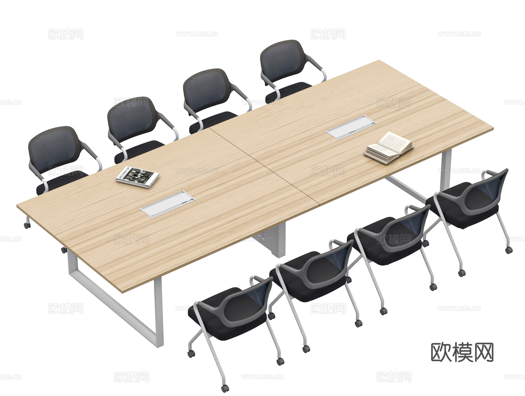 现代办公桌椅 会议桌 洽谈桌 办公桌 折叠椅 会议椅 培训桌3d模型
