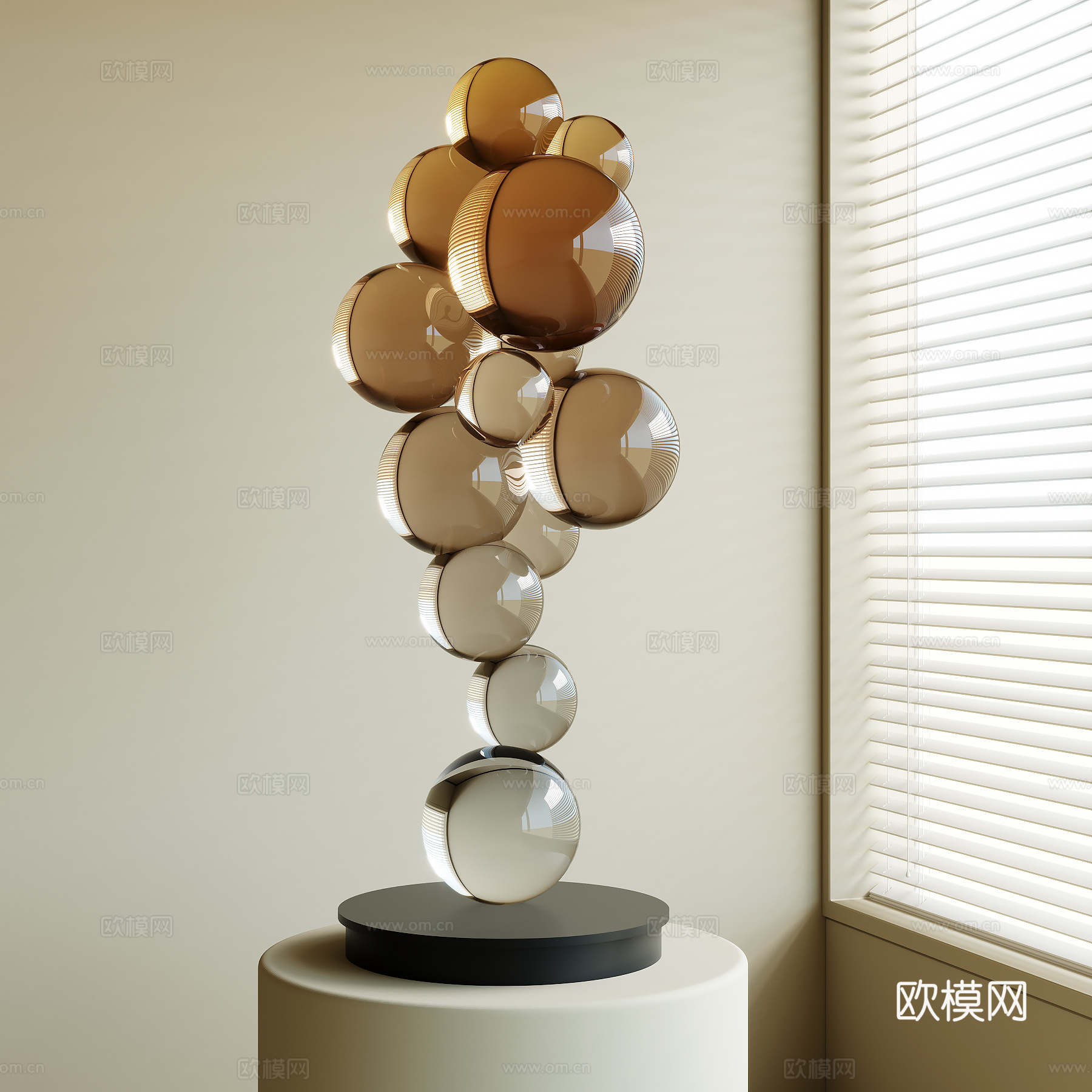 现代雕塑摆件su模型