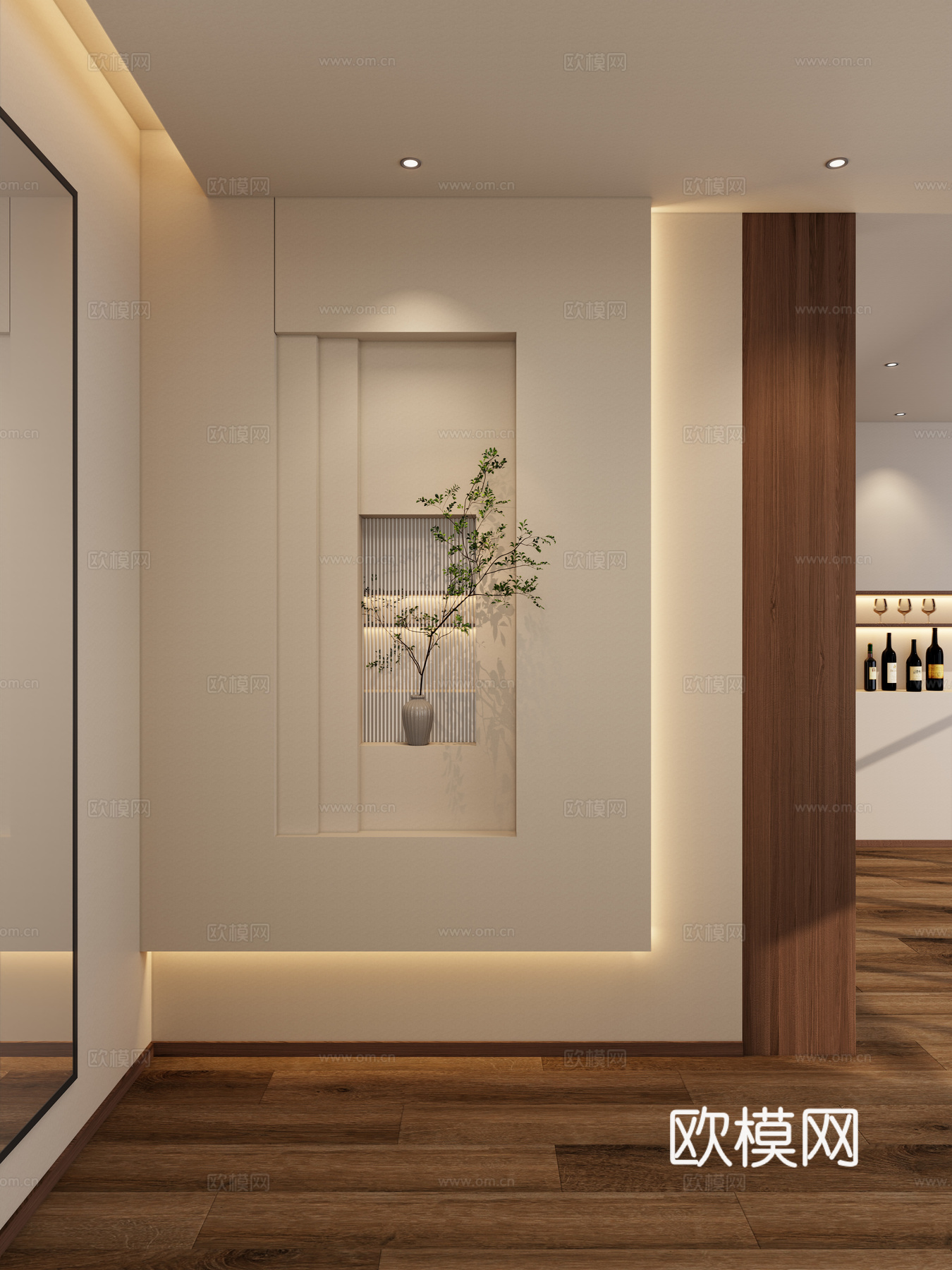 意式 中古风 斯卡帕叠级 透景 隔断 餐边柜 玄关3d模型
