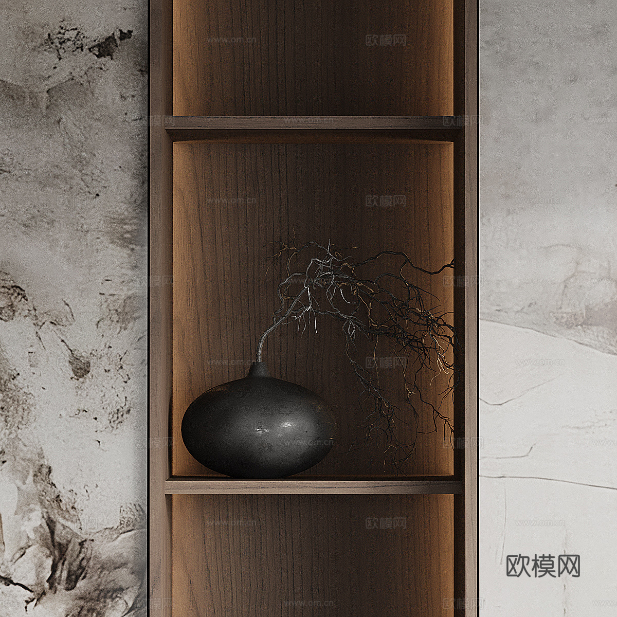 新中式轻奢装饰柜 书柜 展示柜3d模型