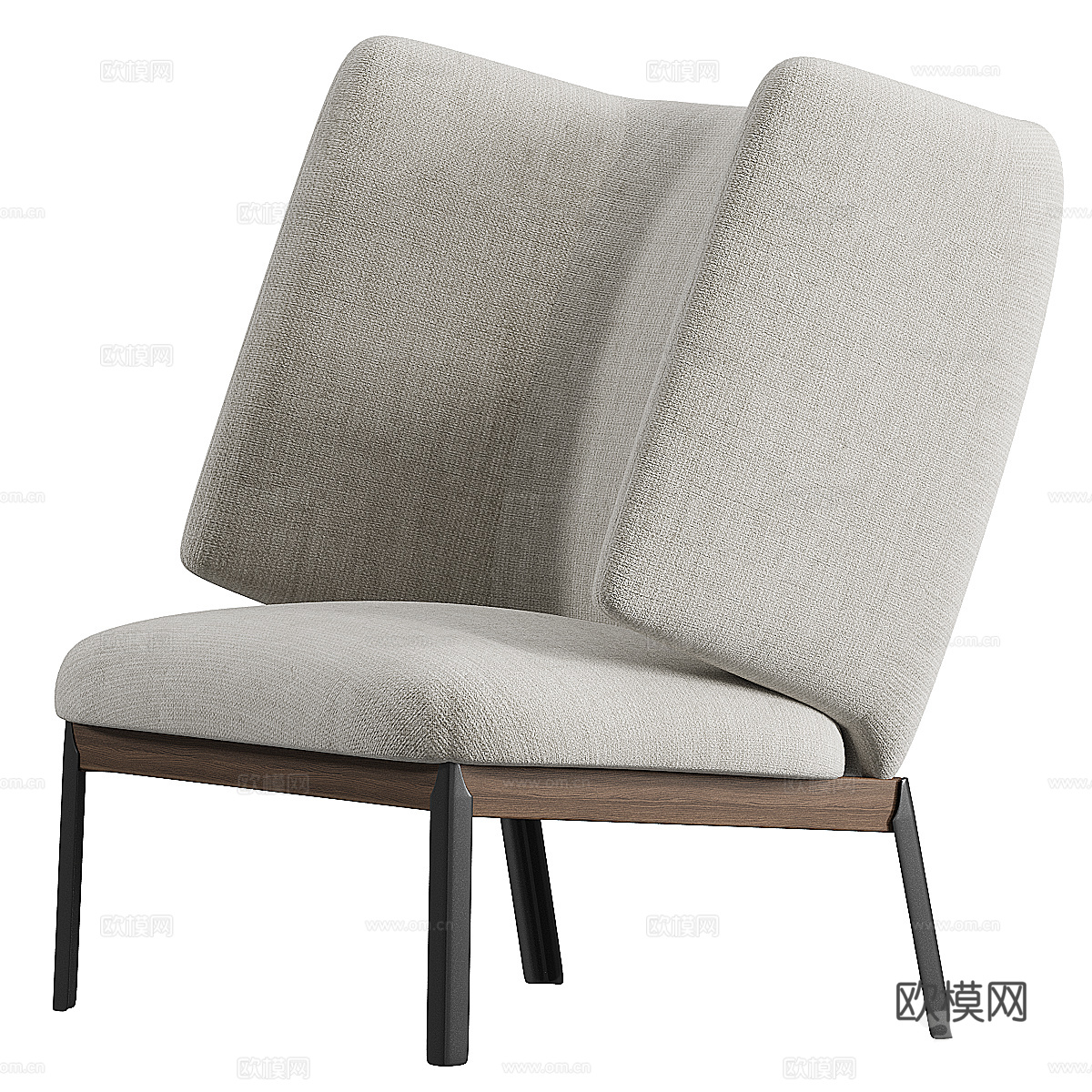 现代意式布艺扶手椅3d模型