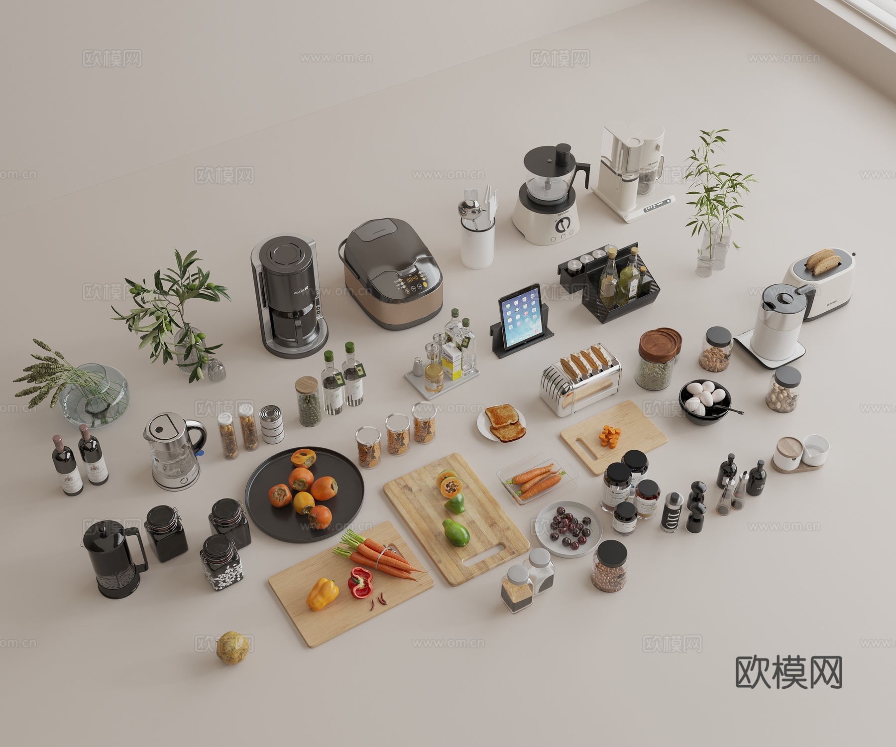 厨房用品 厨房小家电 厨房器具 厨房用具 厨房调味罐 食物3d模型
