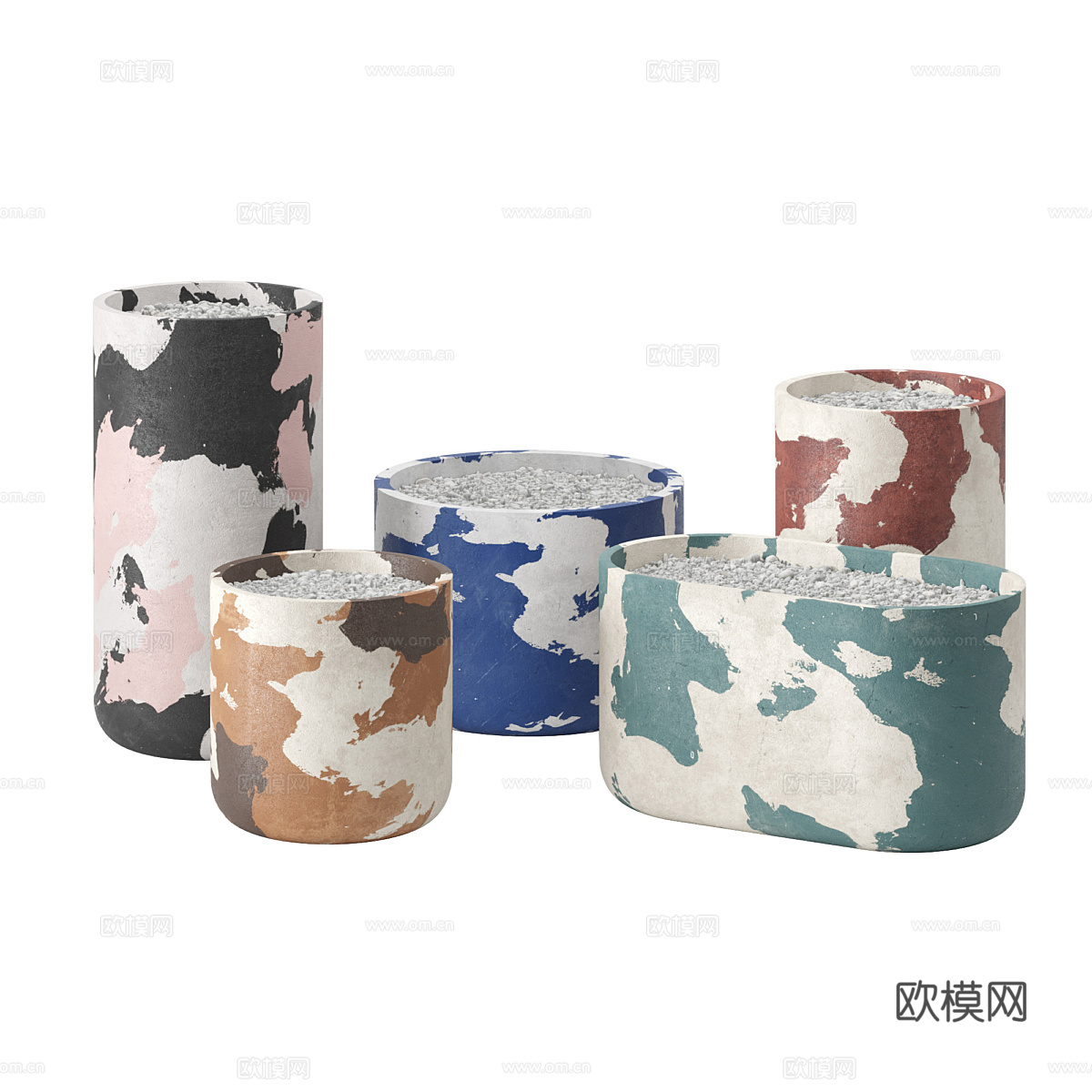现代简约花盆 装饰花盆 抽象花盆3d模型