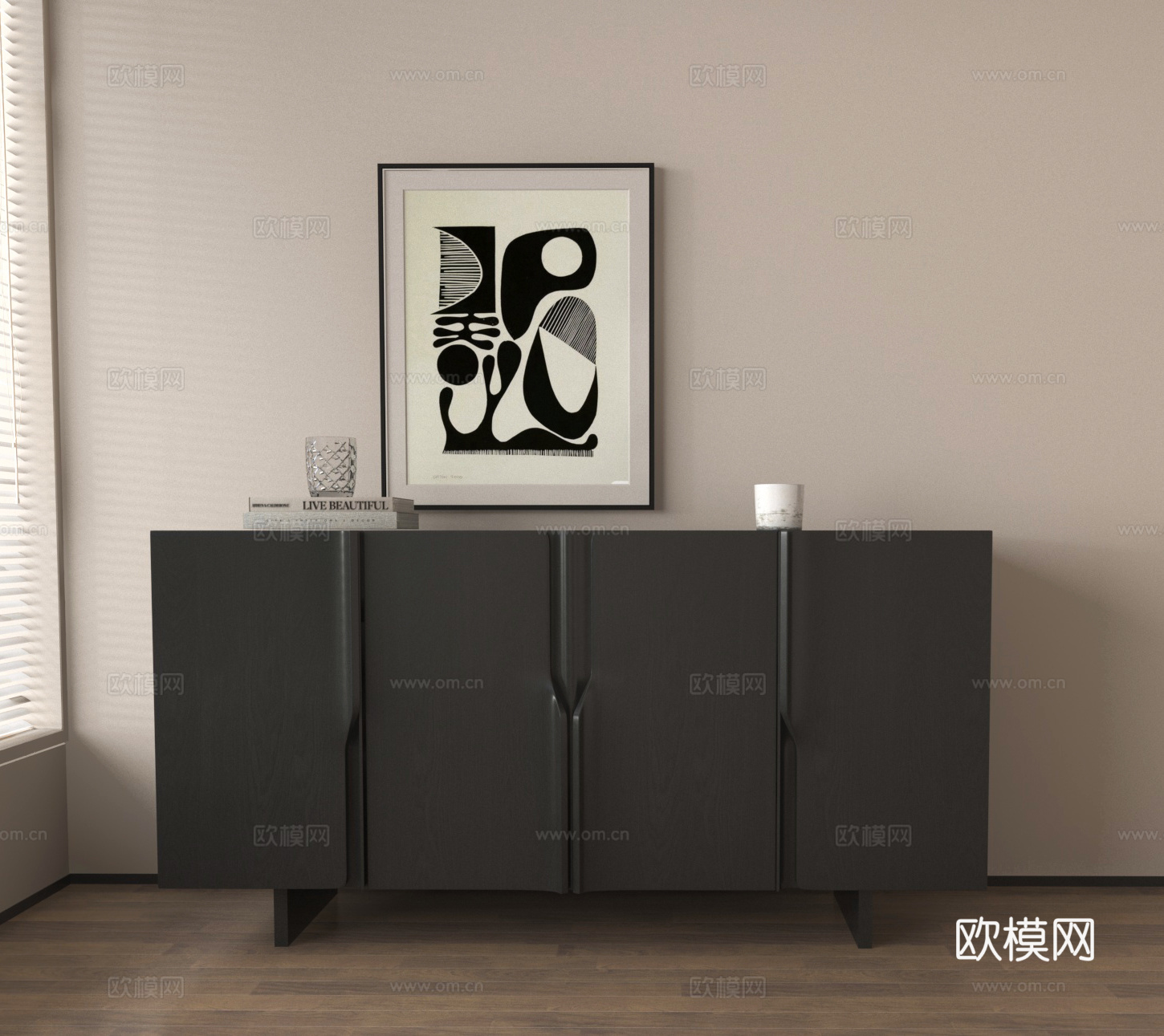 斗柜 玄关柜 边柜 挂画 装饰画 摆件su模型