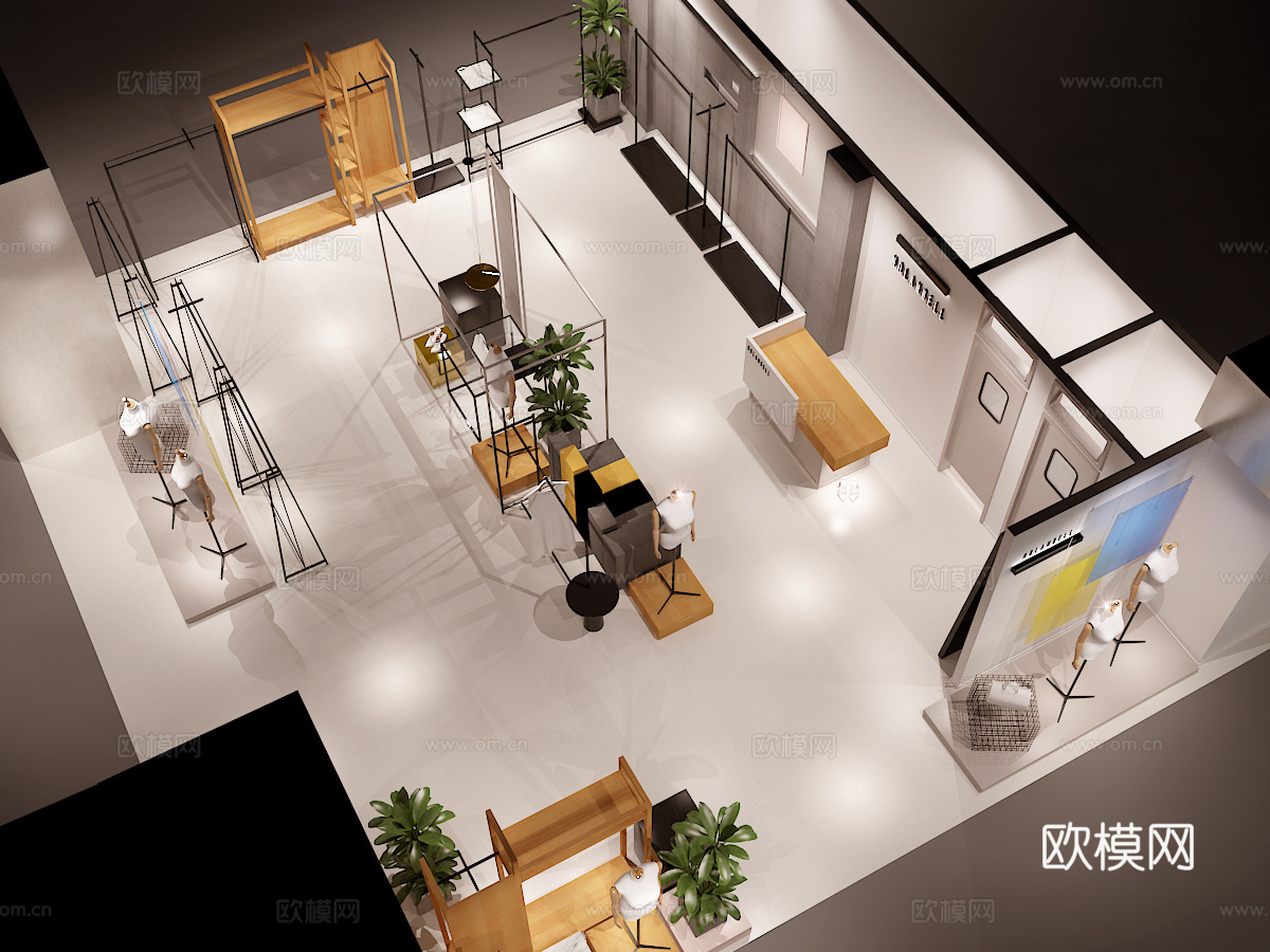 现代服装店商场中岛店3d模型