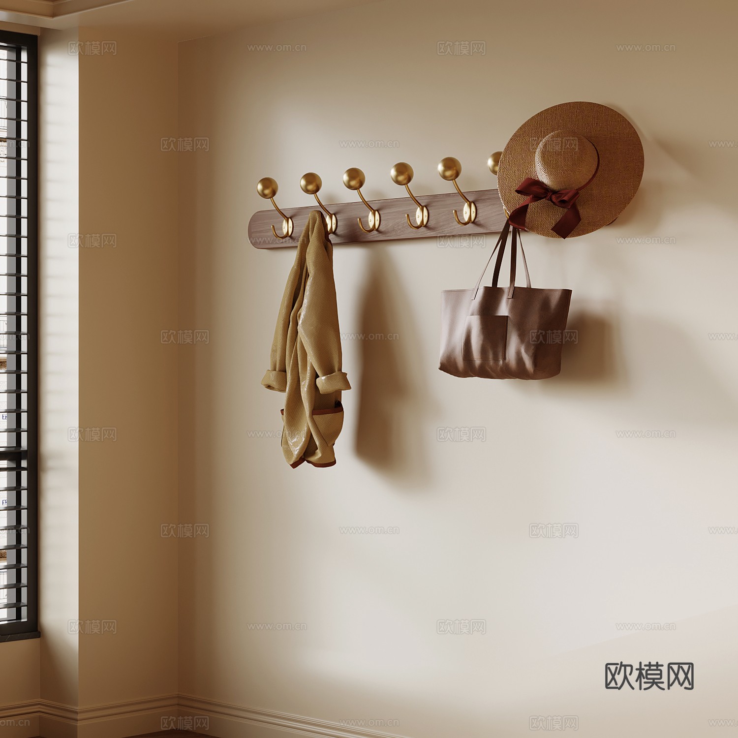 中古风挂钩 挂衣钩 衣架su模型