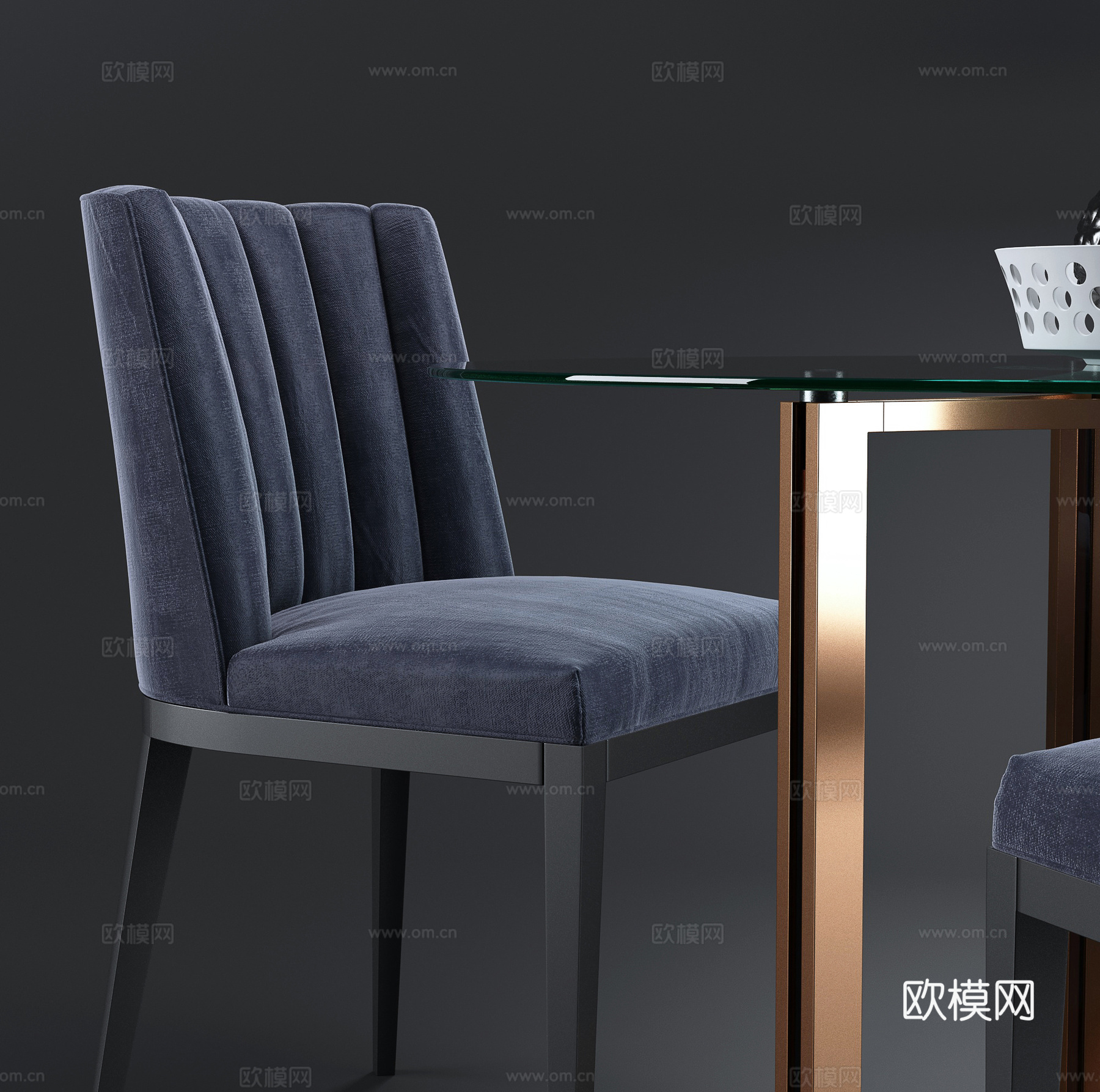 现代休闲桌椅  洽谈桌椅  布艺单椅 玻璃圆桌3d模型